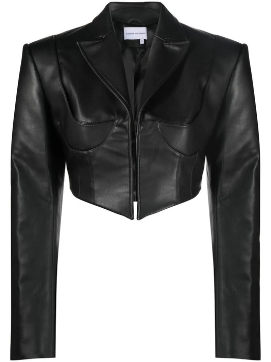 cropped faux-leather jacket