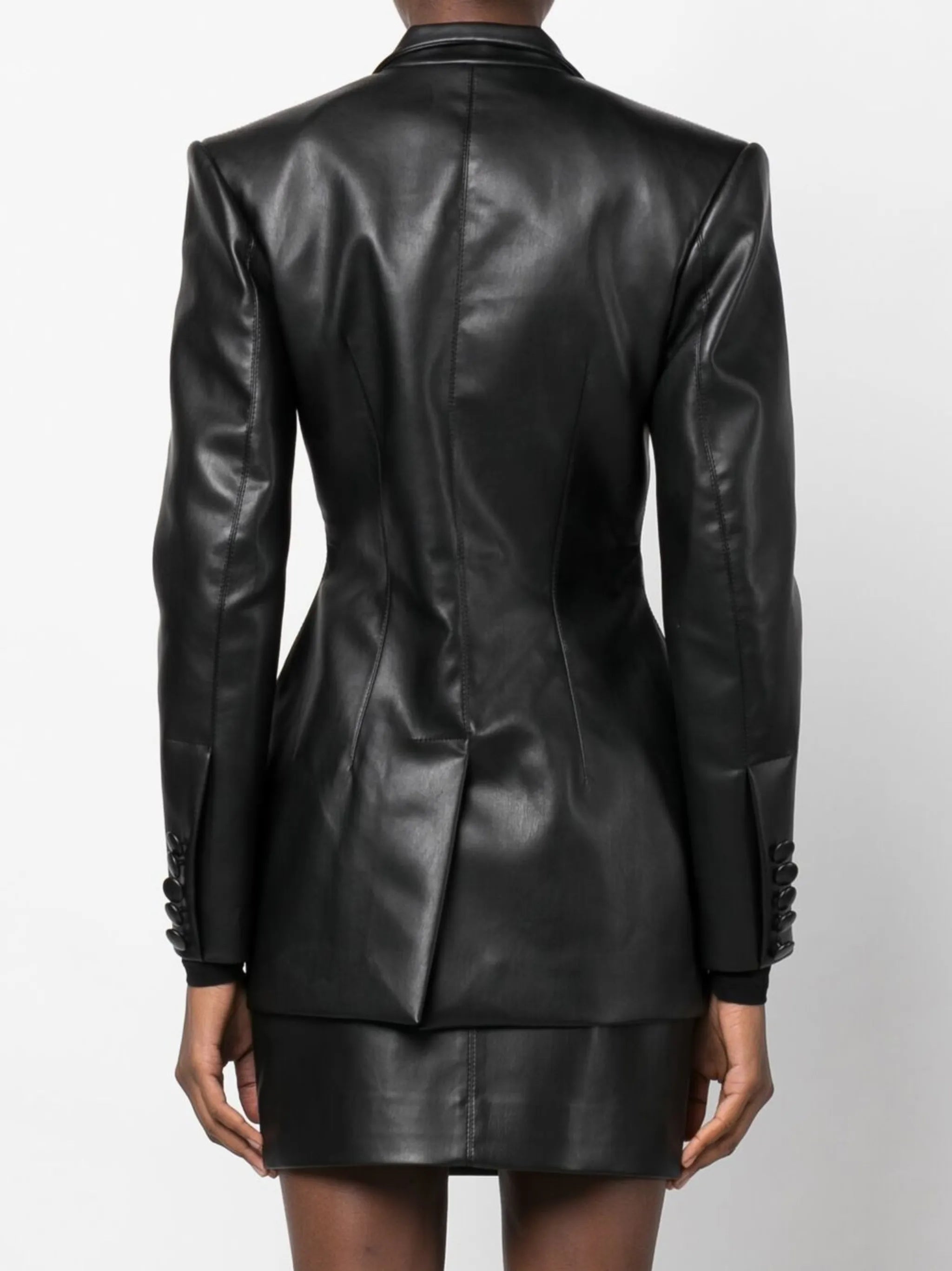 cut-out faux leather blazer