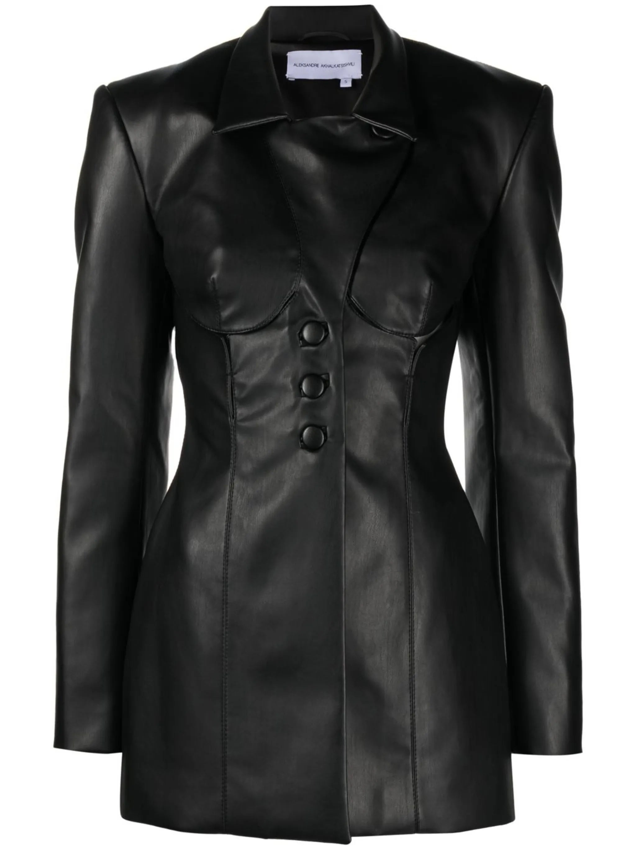 cut-out faux leather blazer