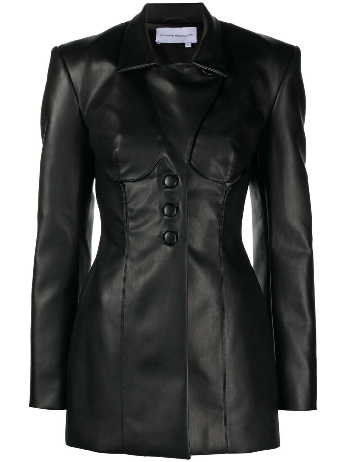 cut-out faux leather blazer