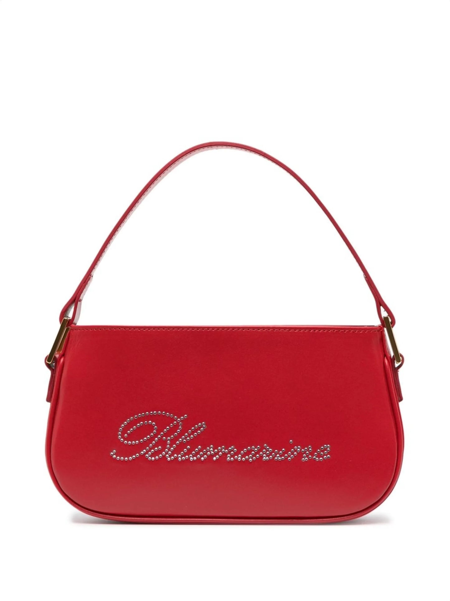 rhinestone-logo leather shoulder bag