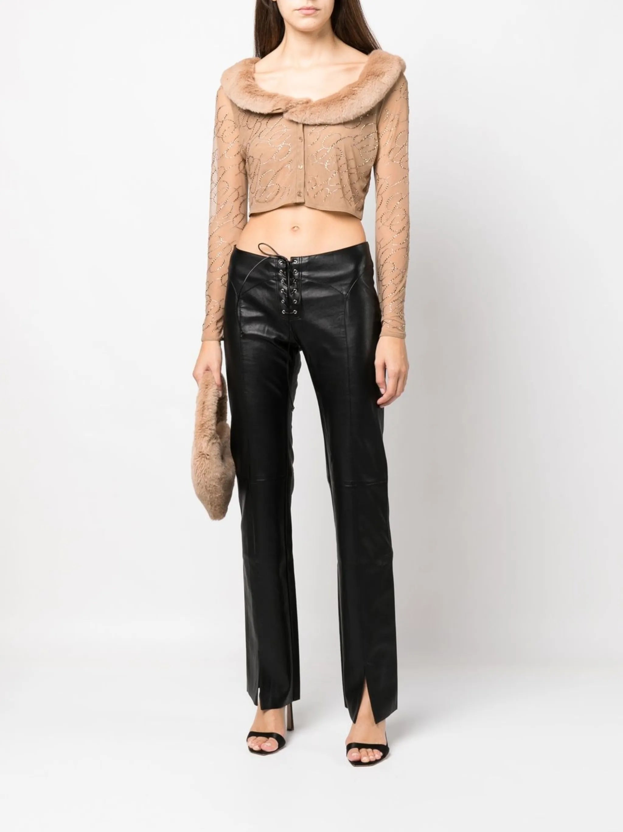 logo-embellished cropped cardigan