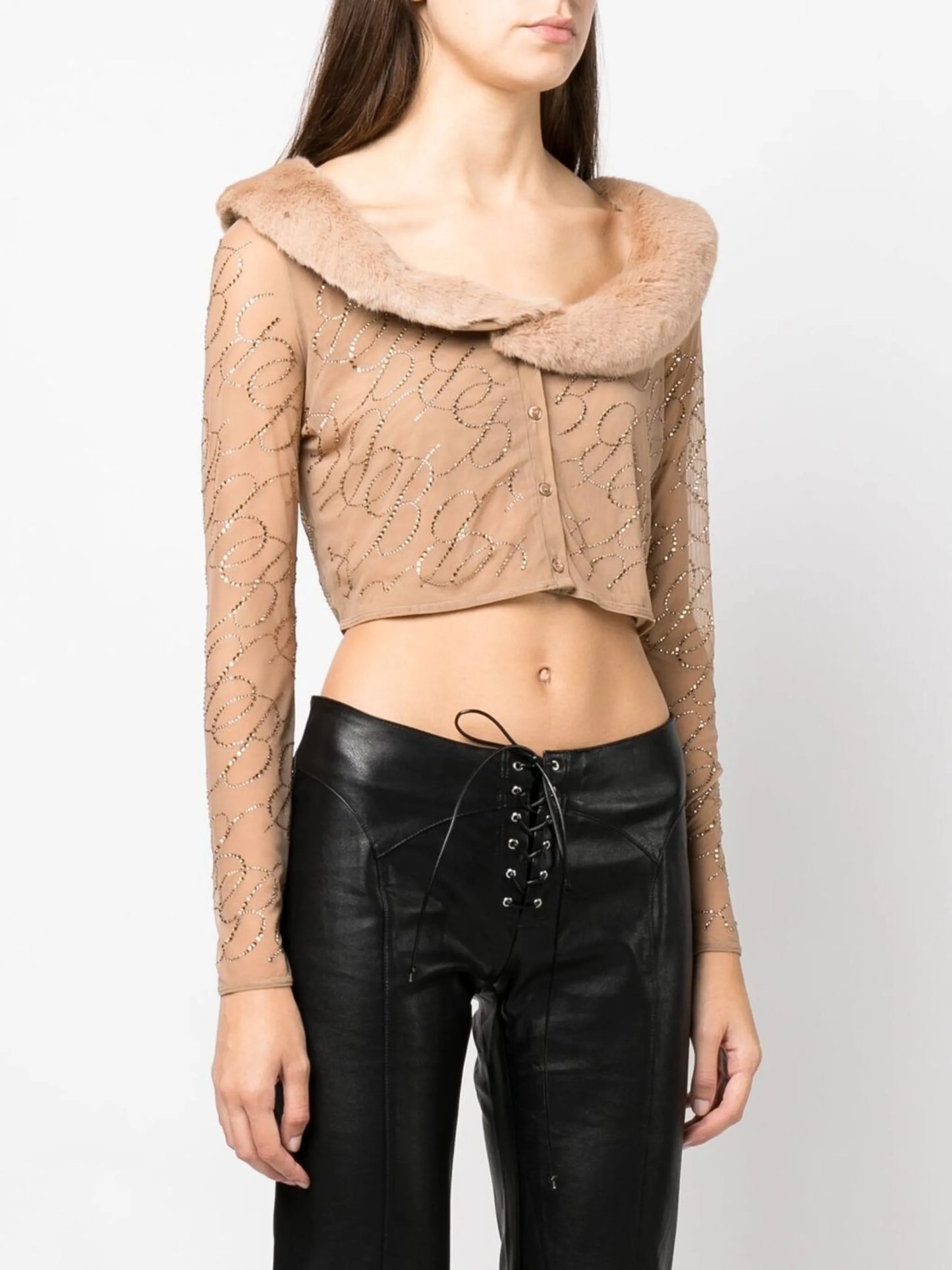 logo-embellished cropped cardigan