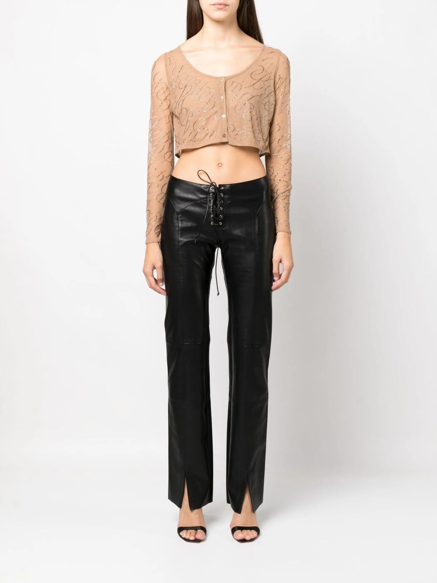logo-embellished cropped cardigan