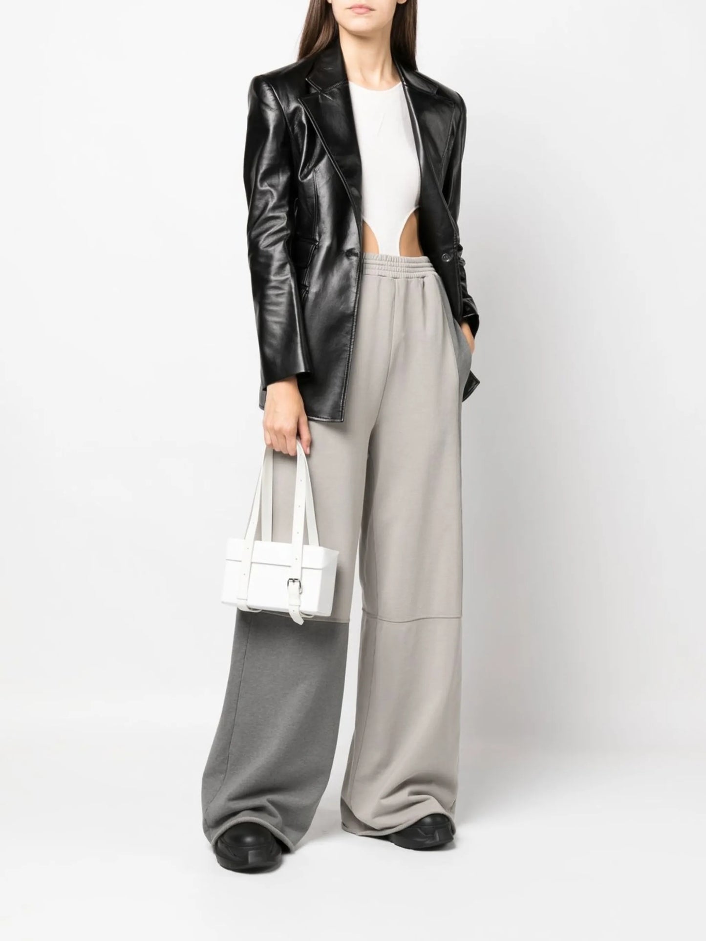 matte-finish leather shoulder bag