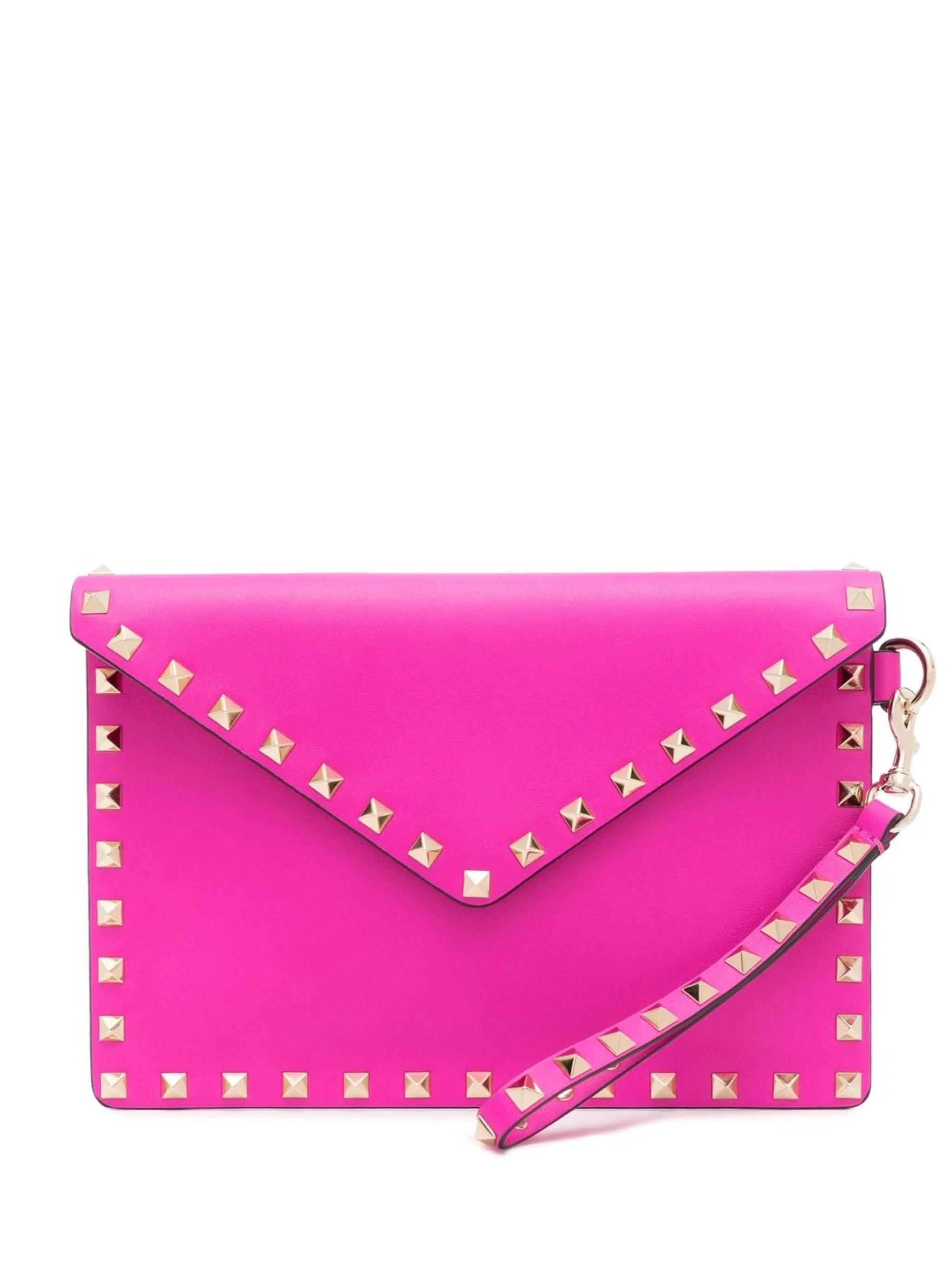 Rockstud leather clutch bag