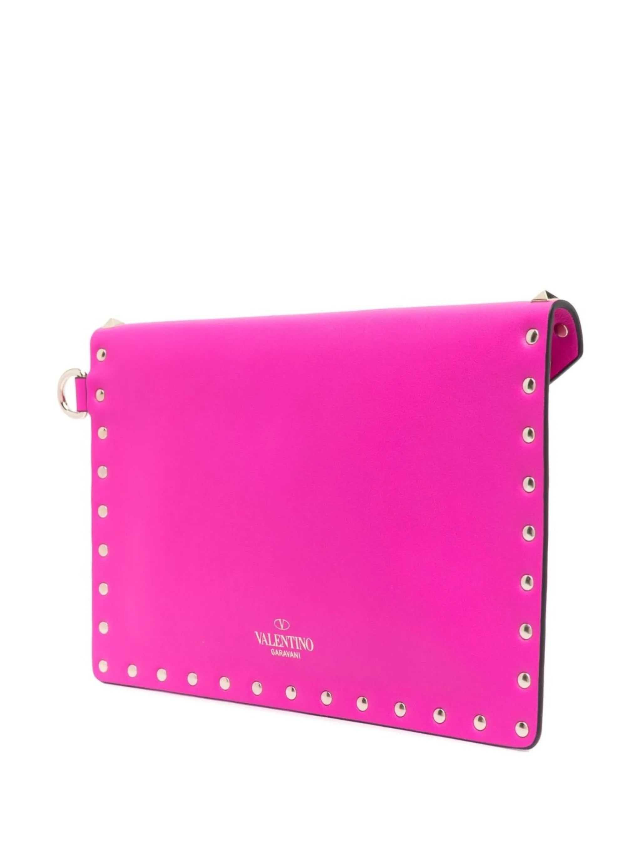 Rockstud leather clutch bag