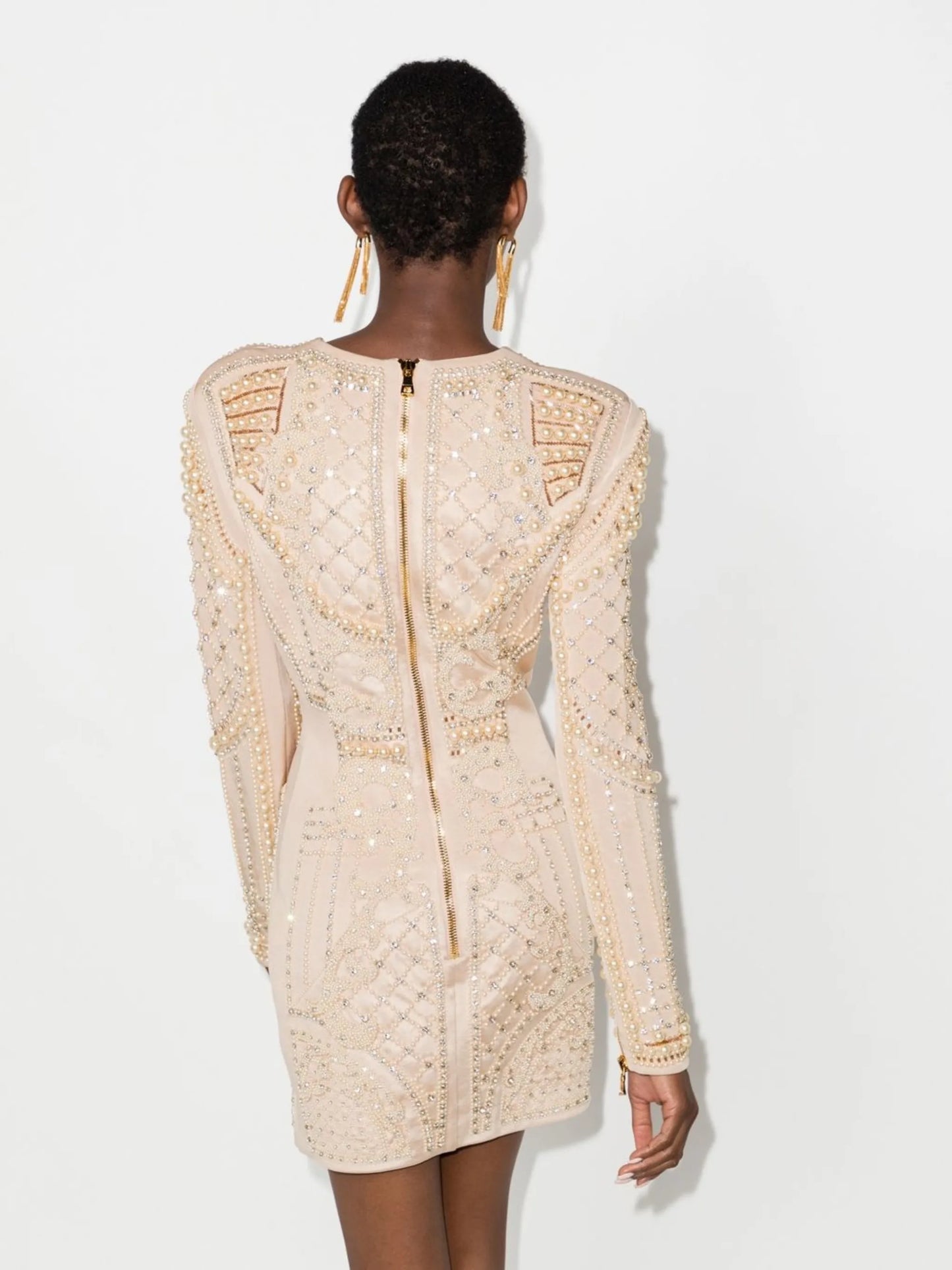 long-sleeved embellished dress