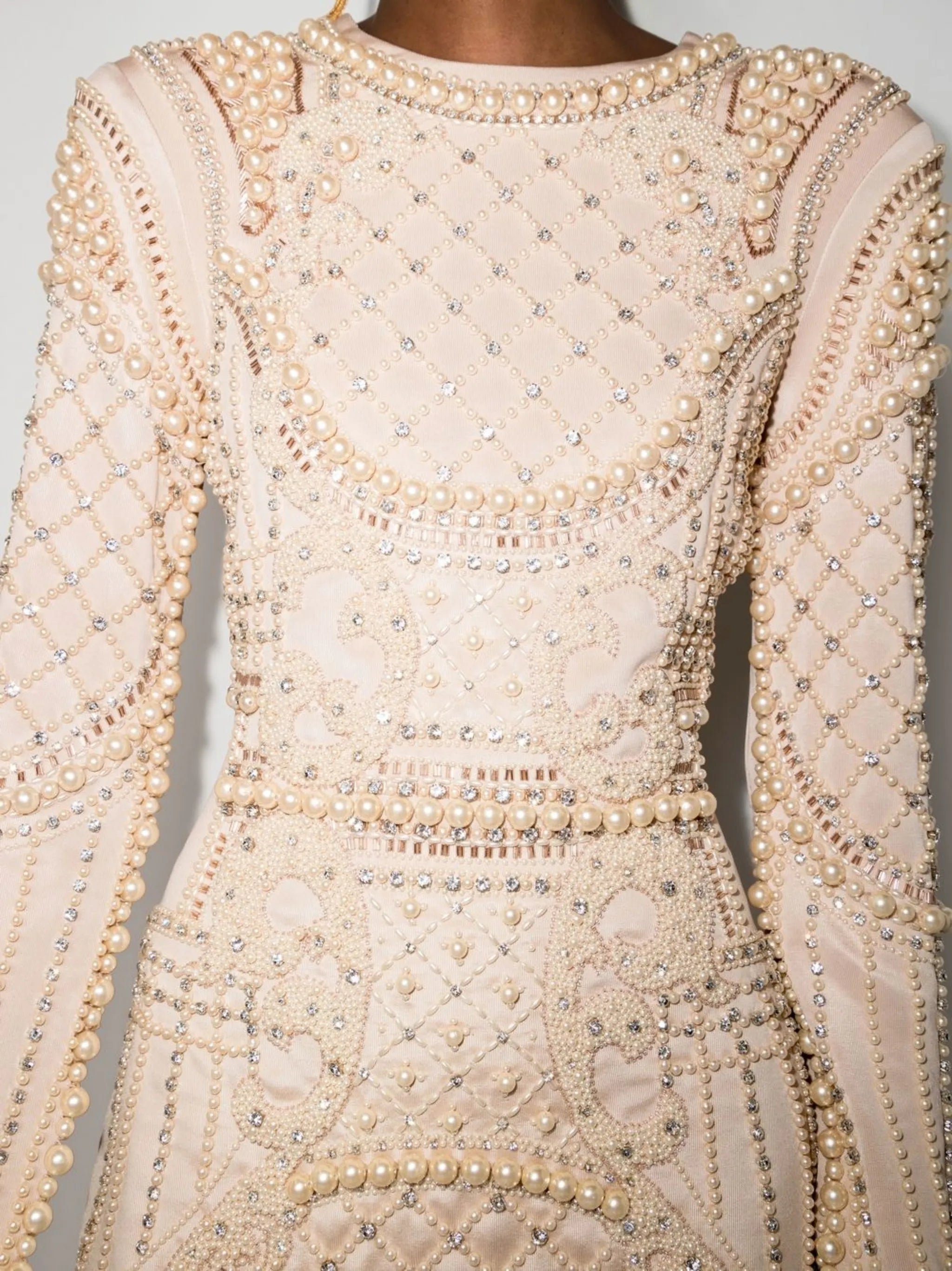 long-sleeved embellished dress
