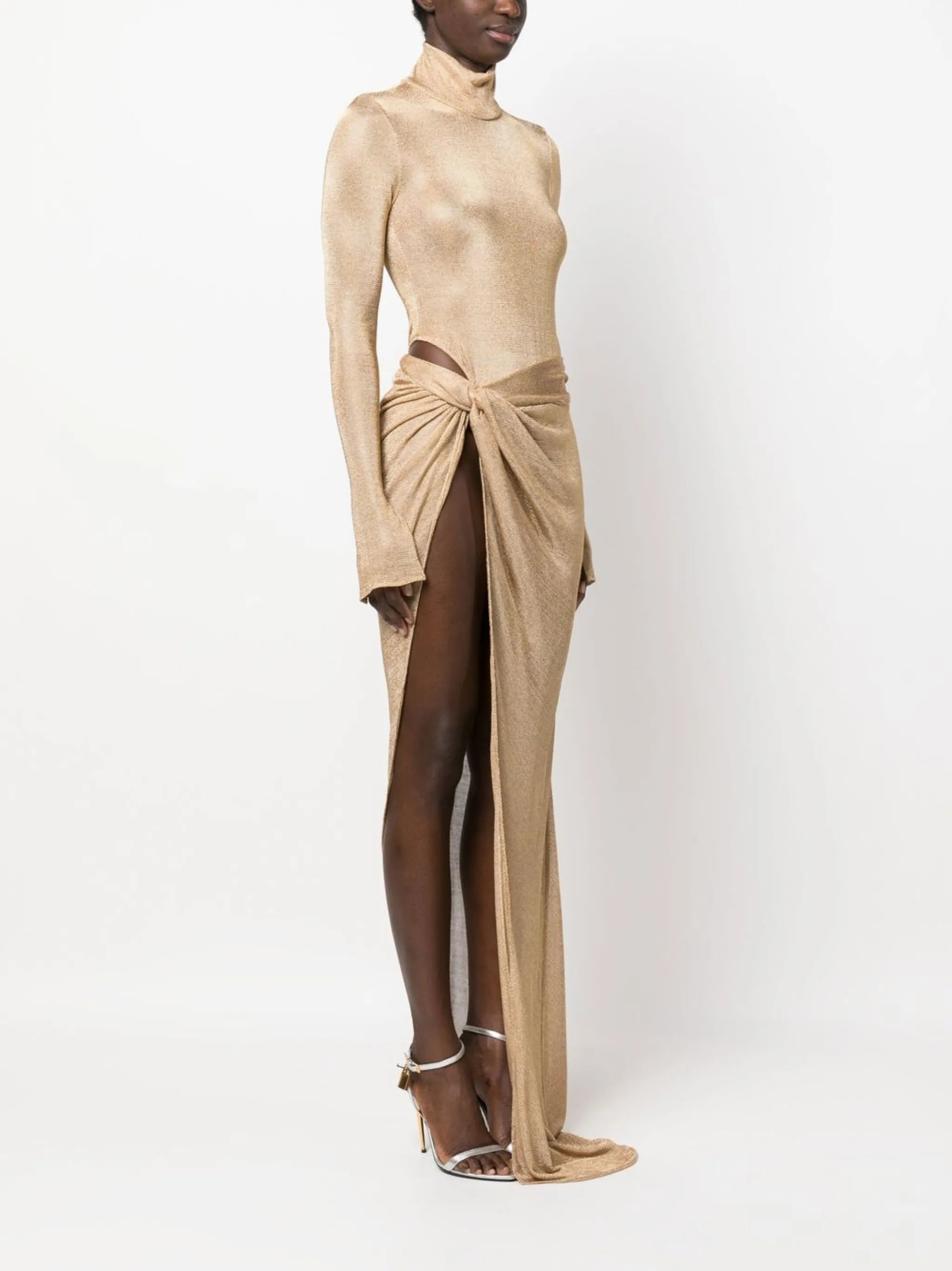 twisted-detail draped skirt