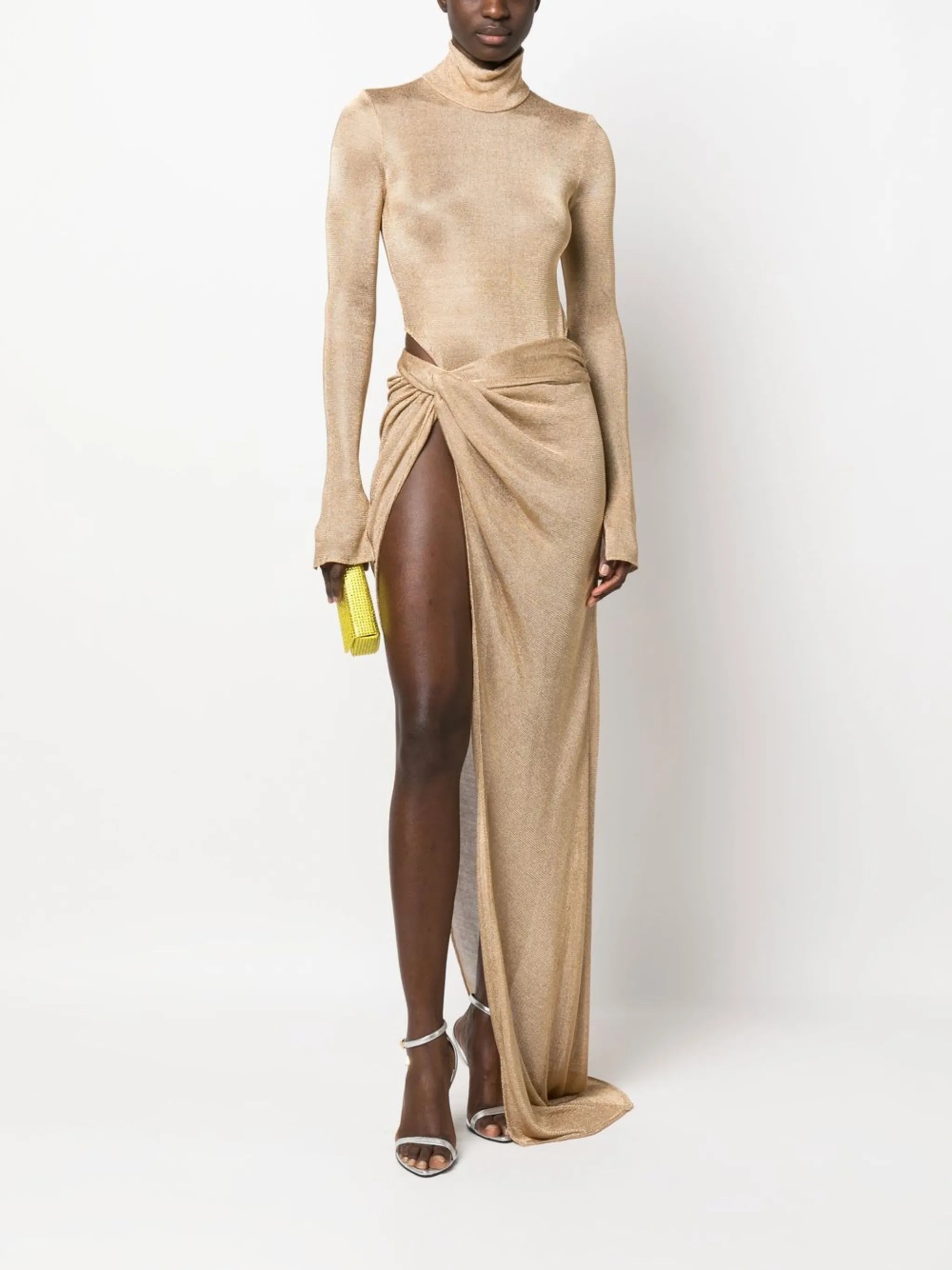 twisted-detail draped skirt