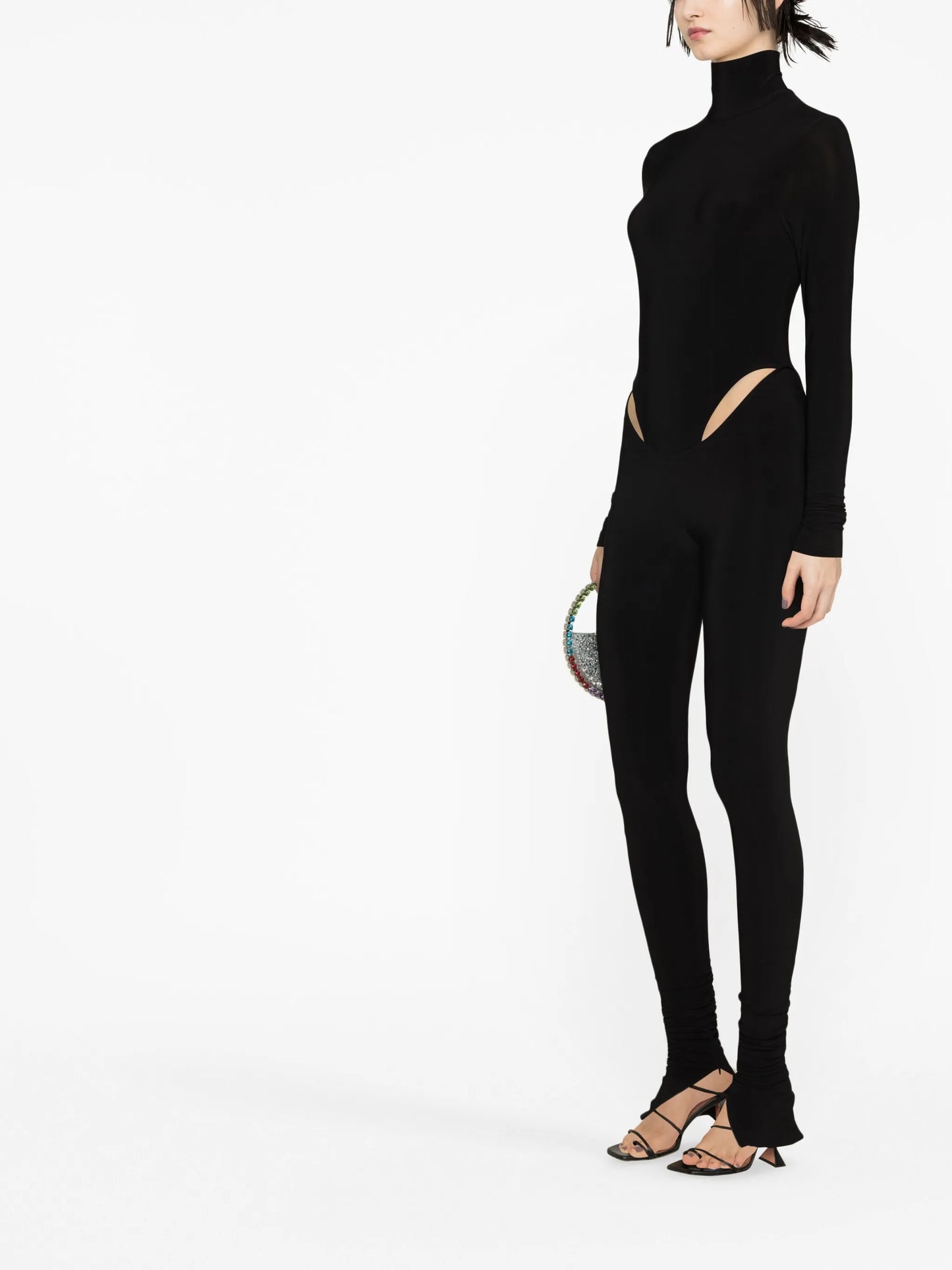 cut-out long-sleeve jumpsuit