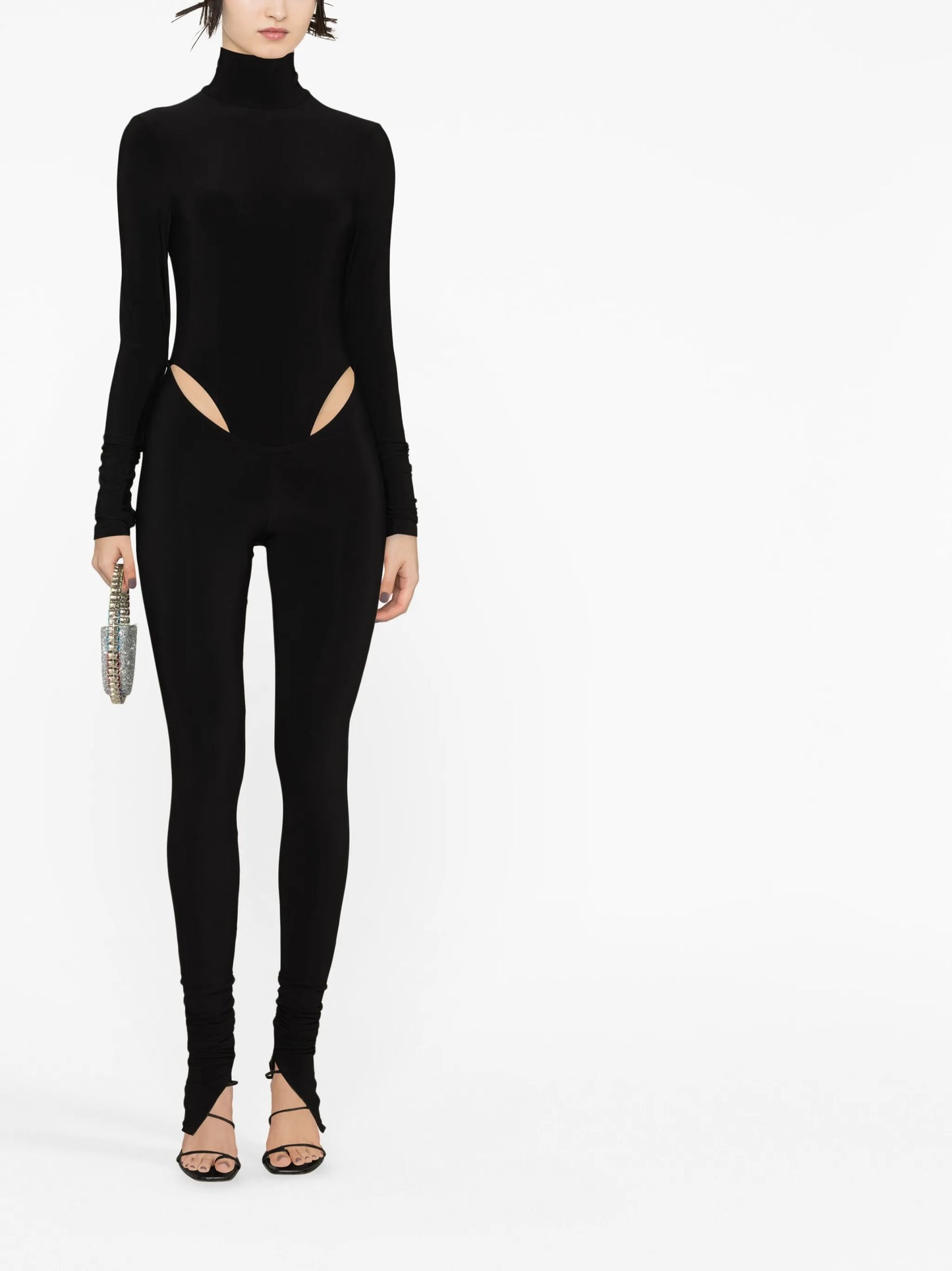 cut-out long-sleeve jumpsuit