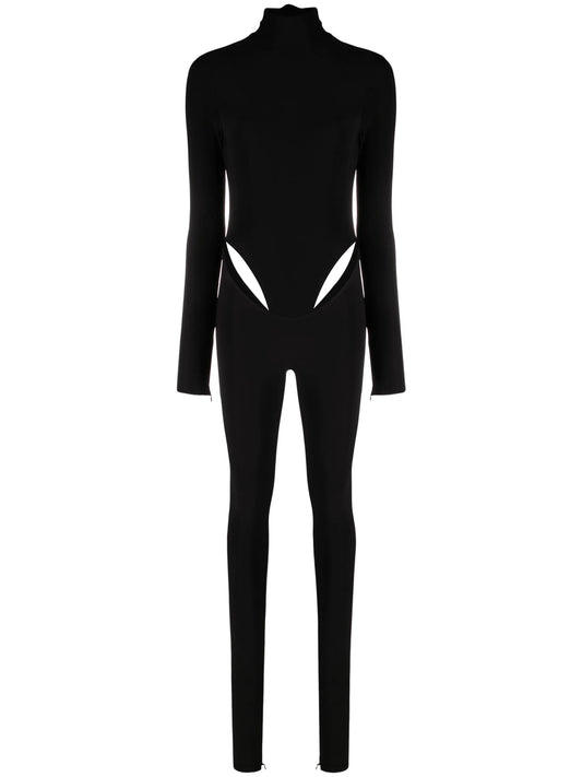 cut-out long-sleeve jumpsuit