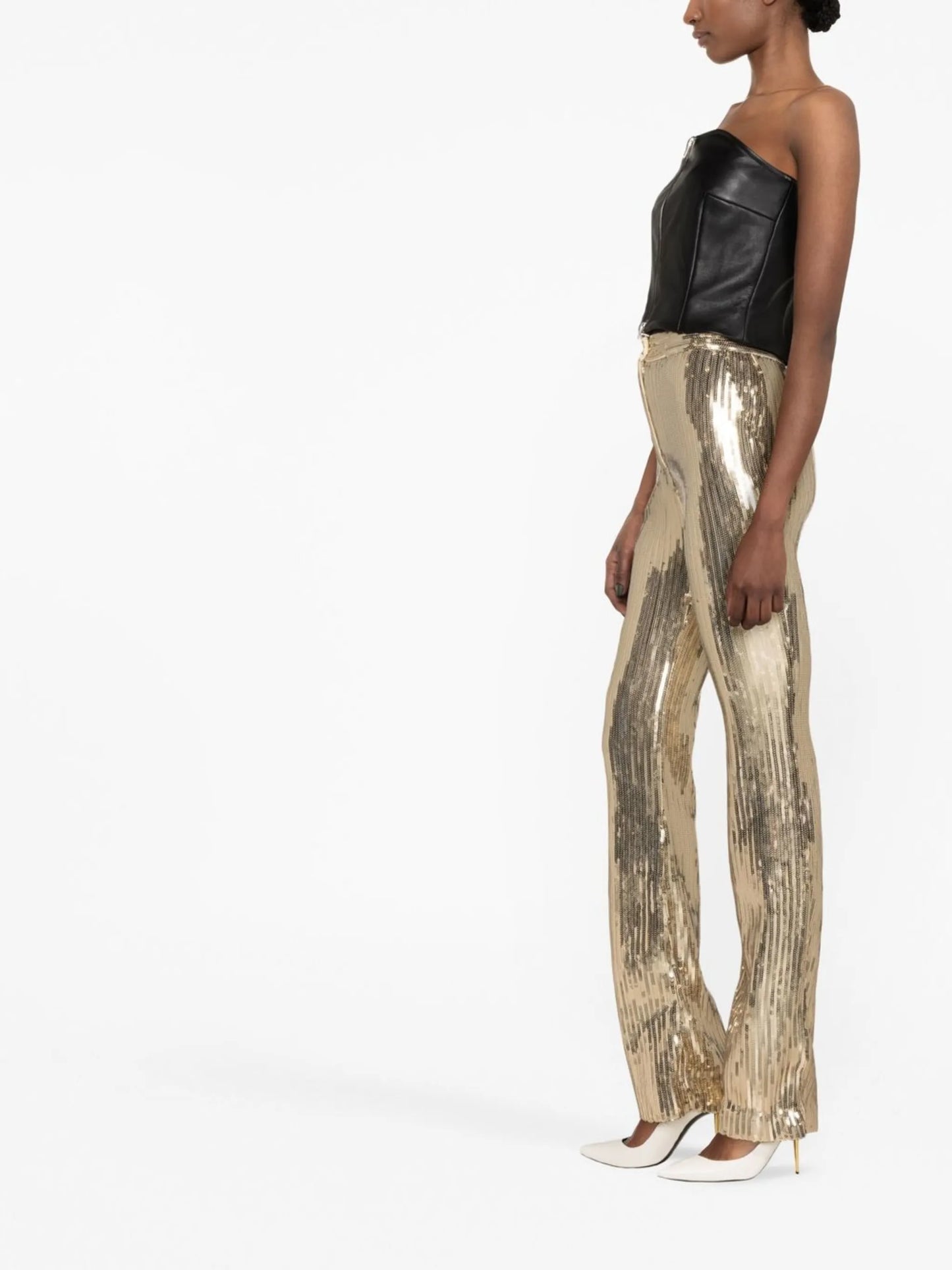 sequinned high-waisted trousers