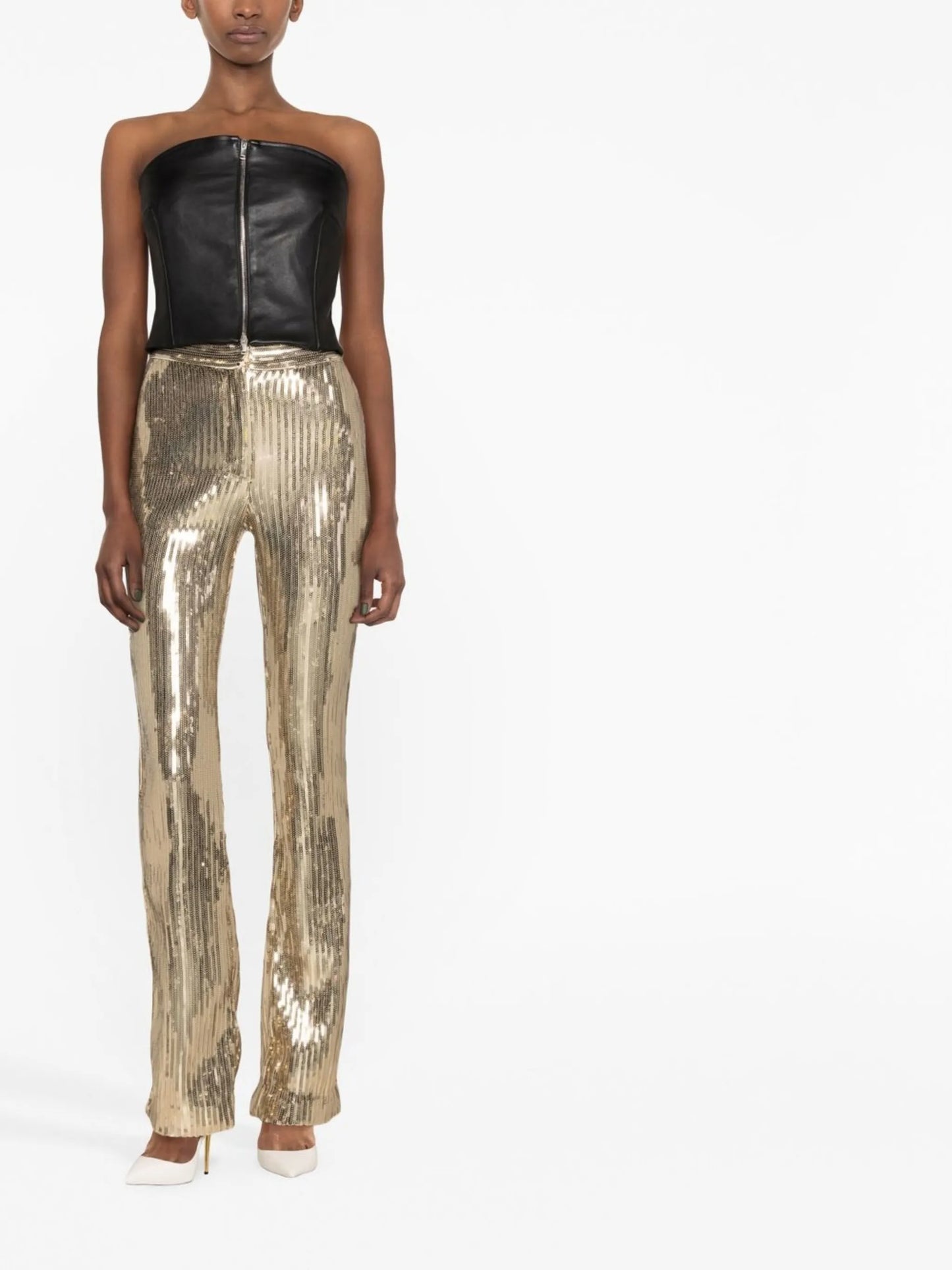 sequinned high-waisted trousers