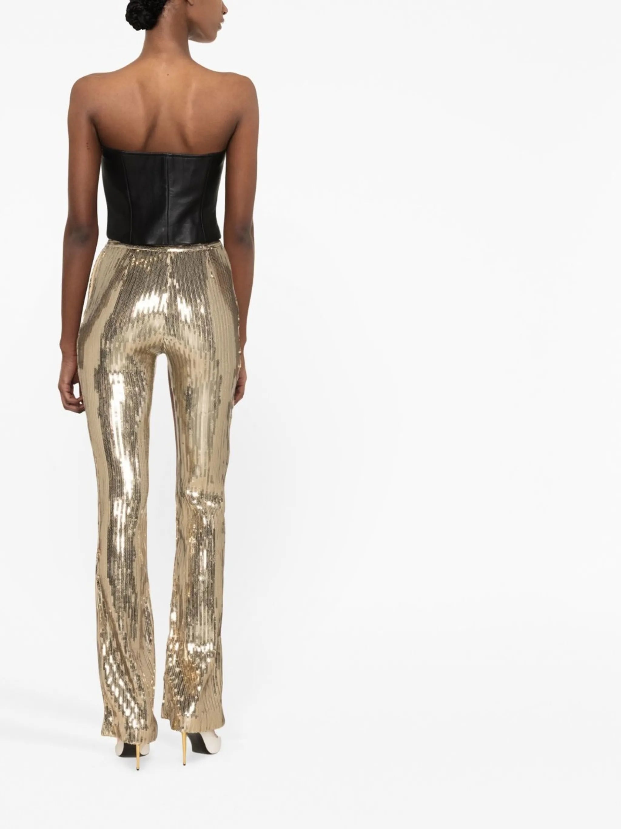 sequinned high-waisted trousers