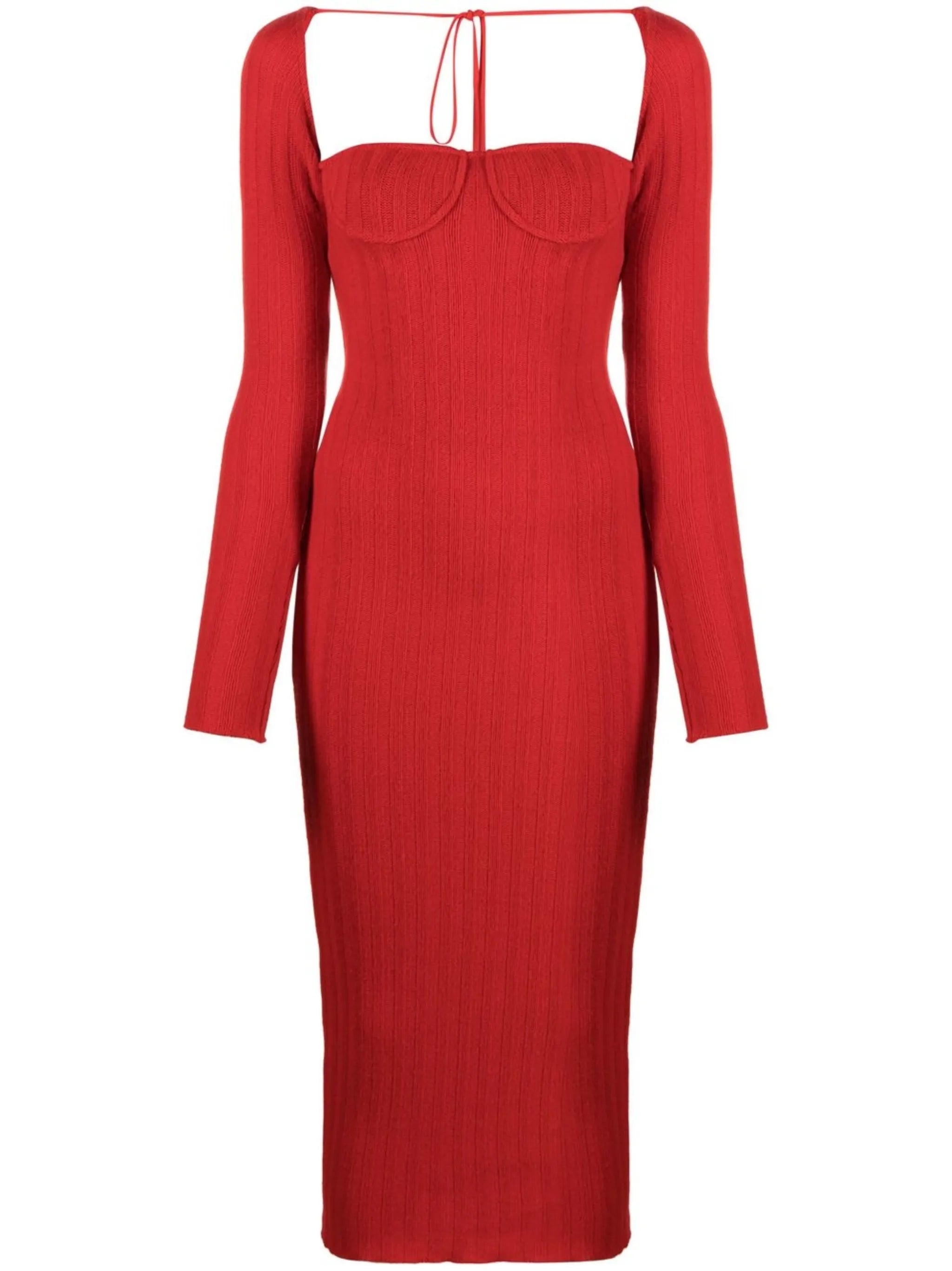 off-shoulder ribbed-knit midi dress