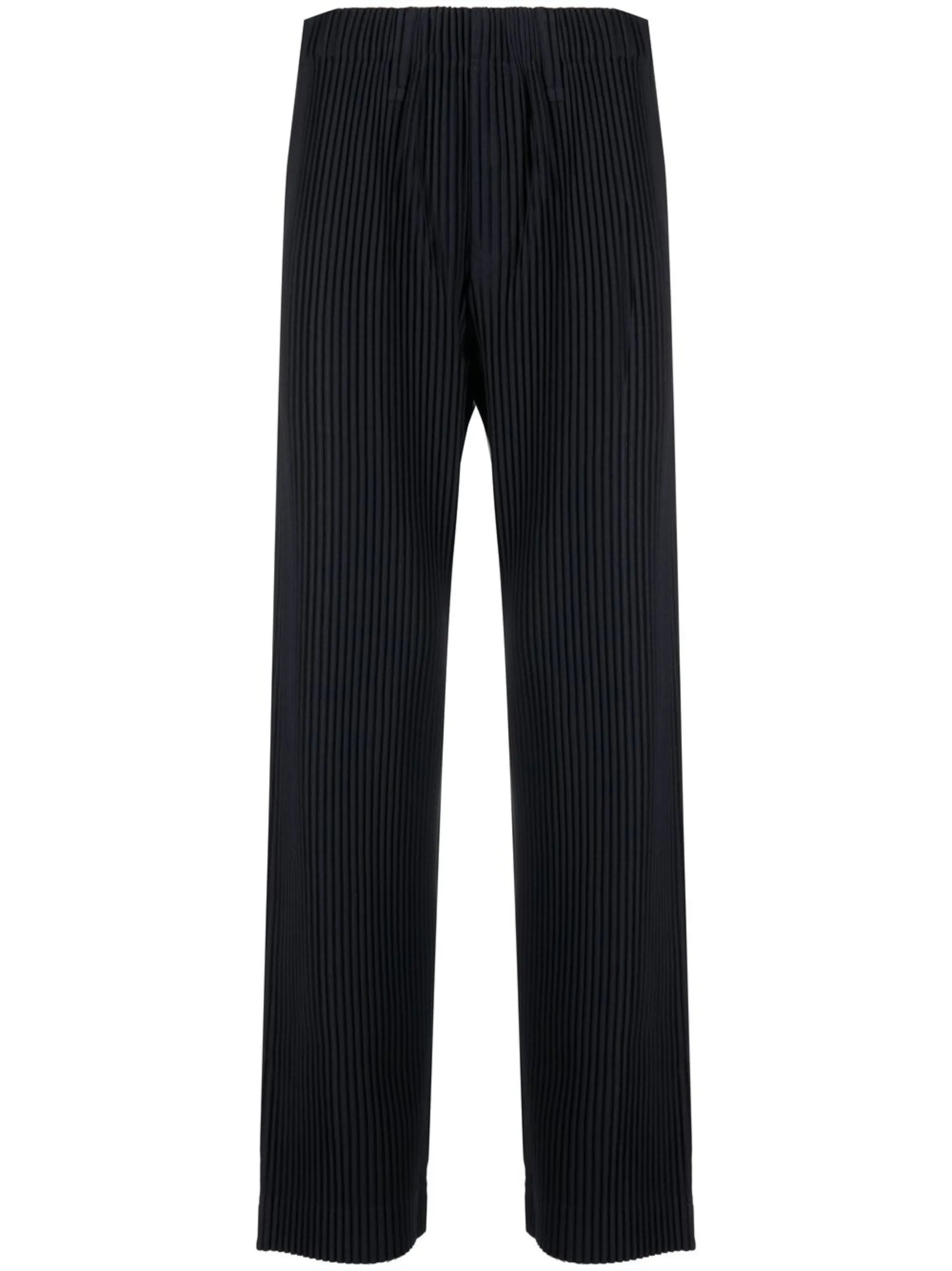 fully-pleated straight-leg trousers