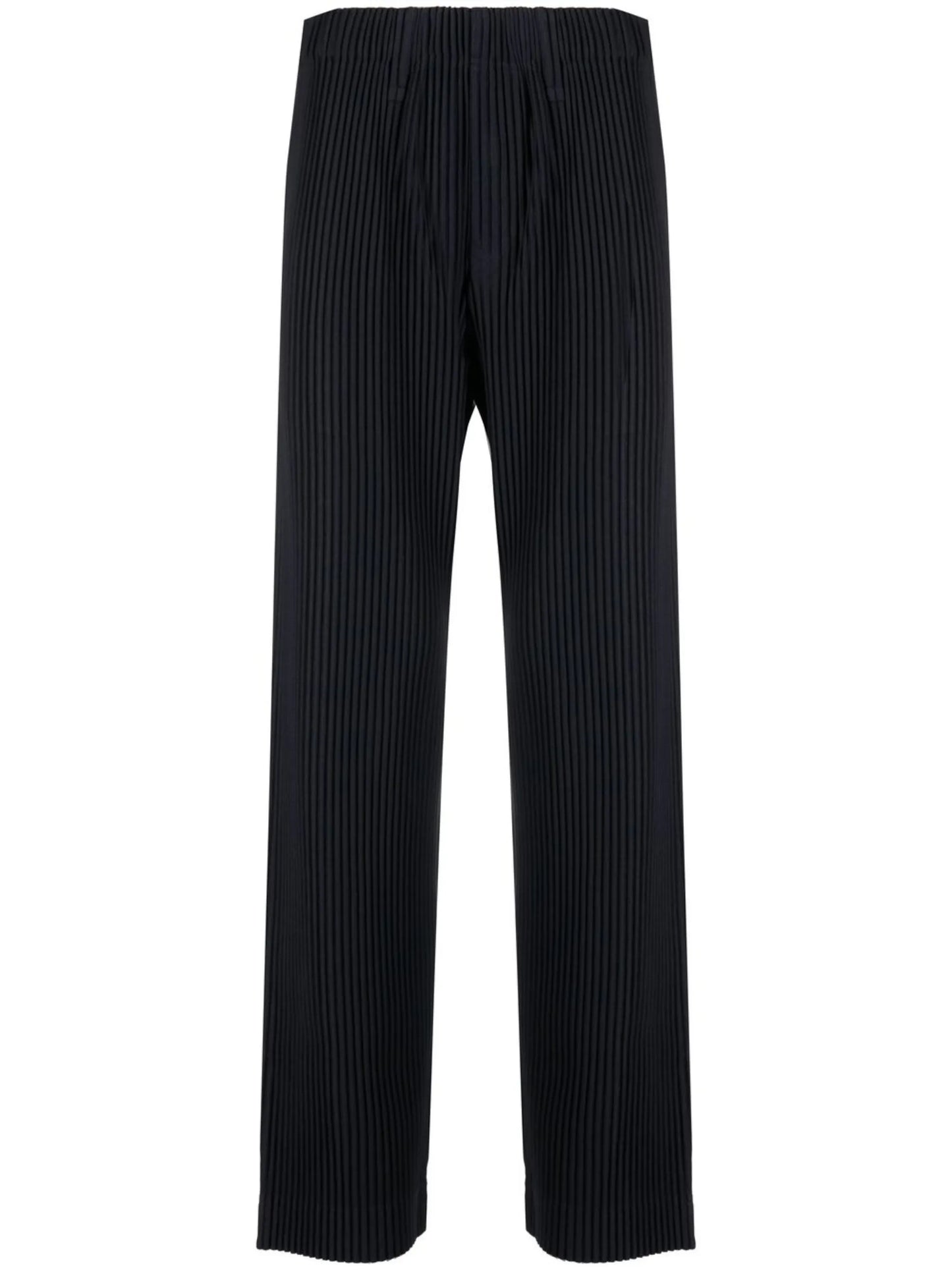 fully-pleated straight-leg trousers