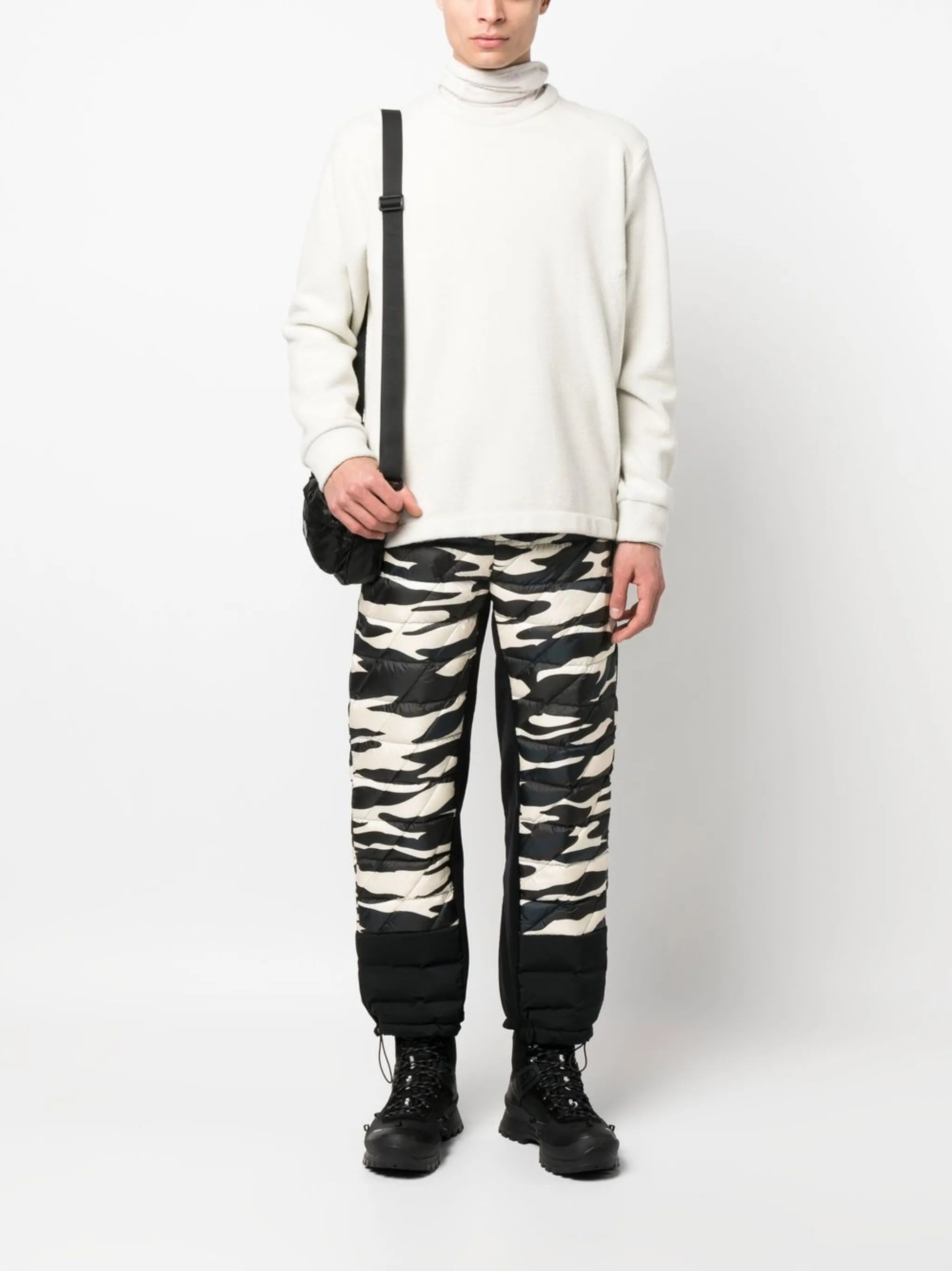 zebra-print padded track pants