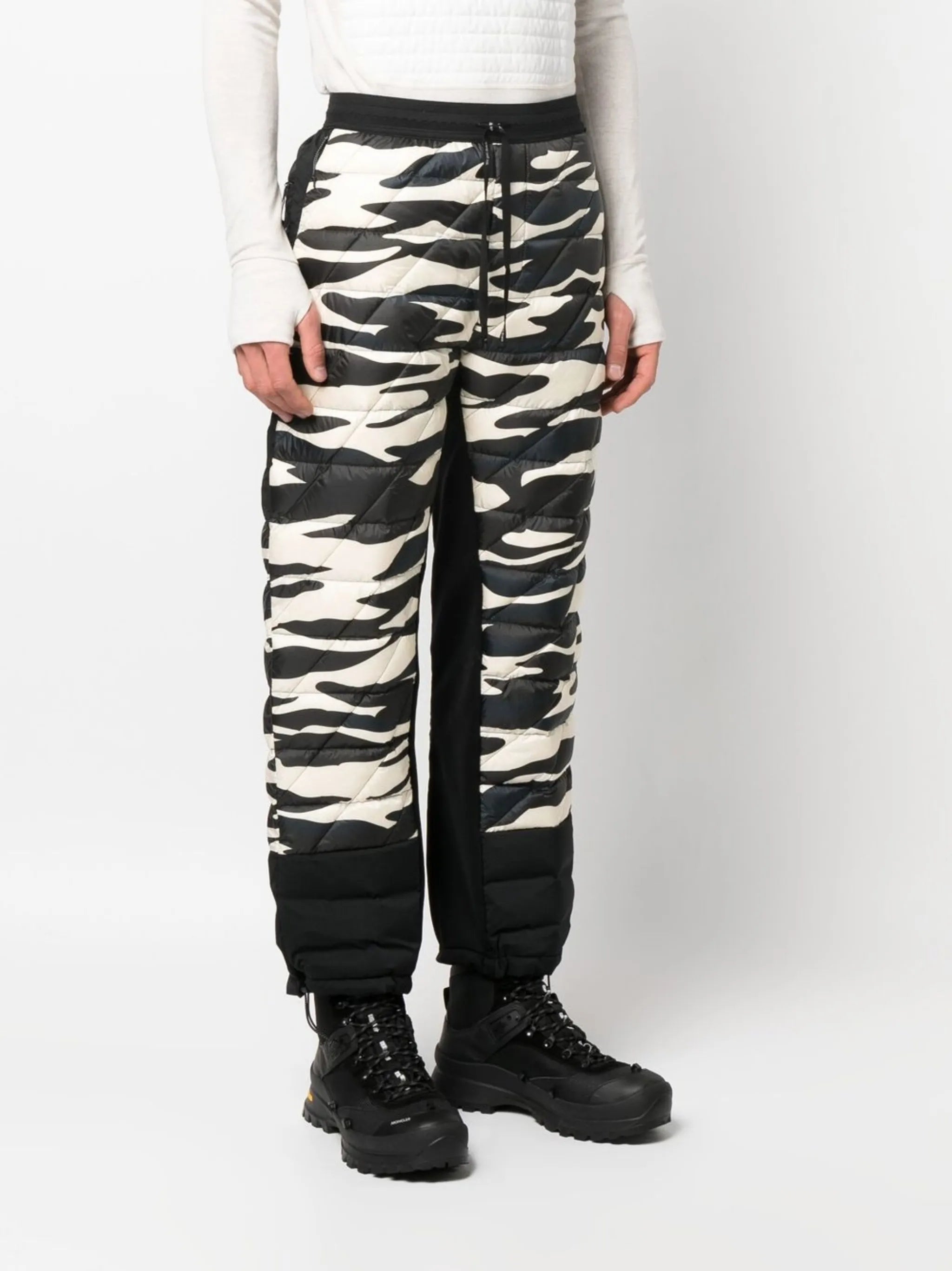 zebra-print padded track pants