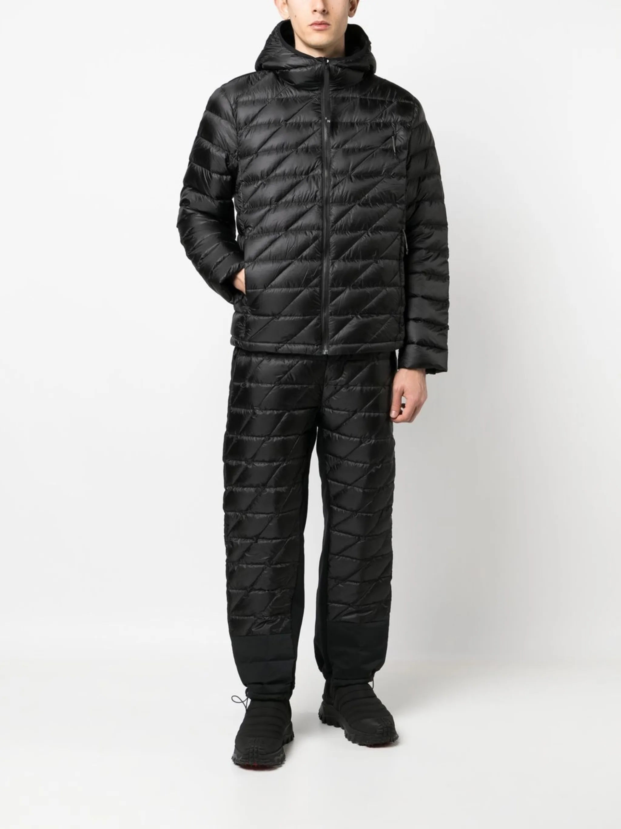 Hybrid down padded track trousers
