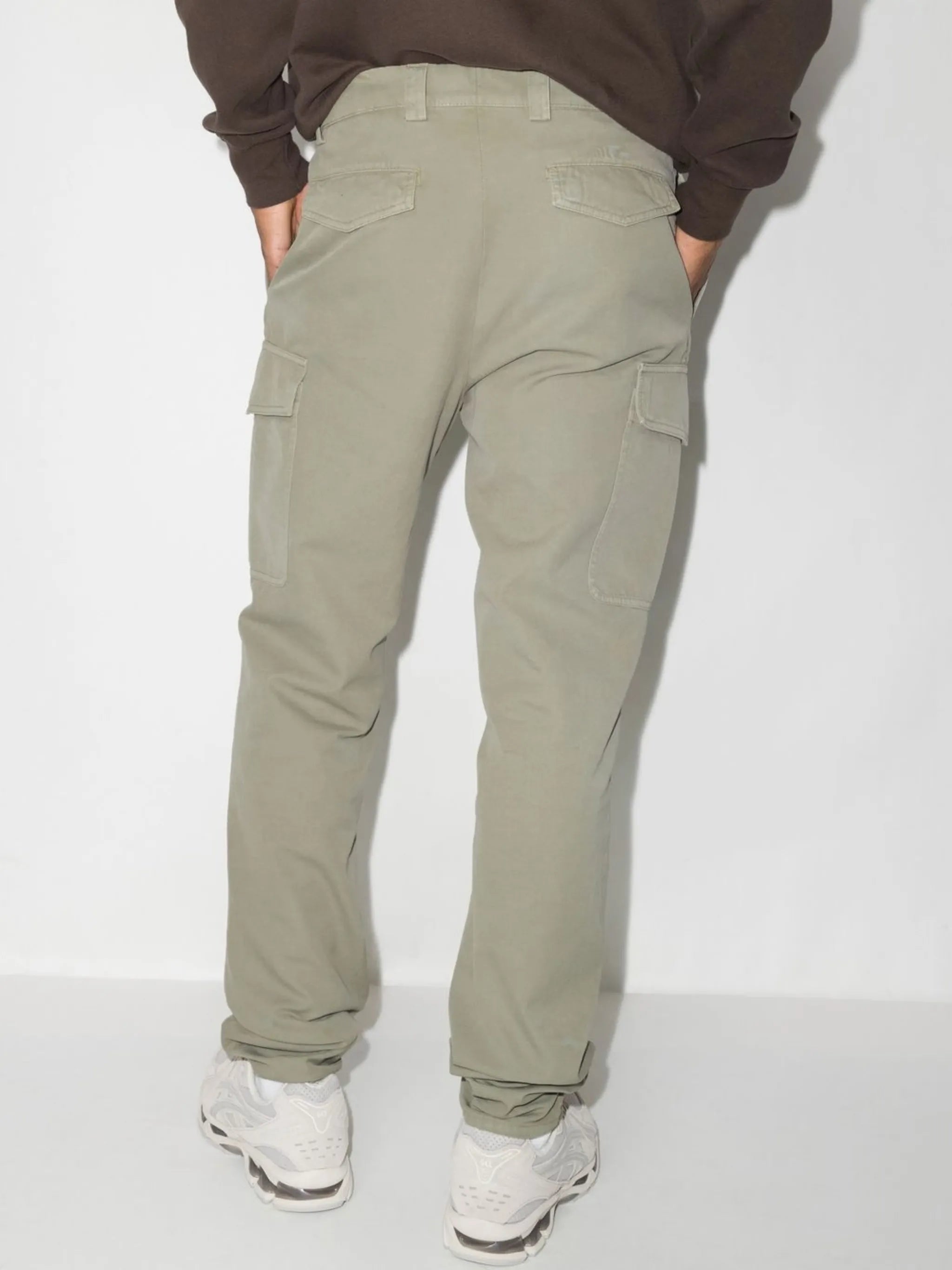 multi-pocket cotton straight-leg trousers