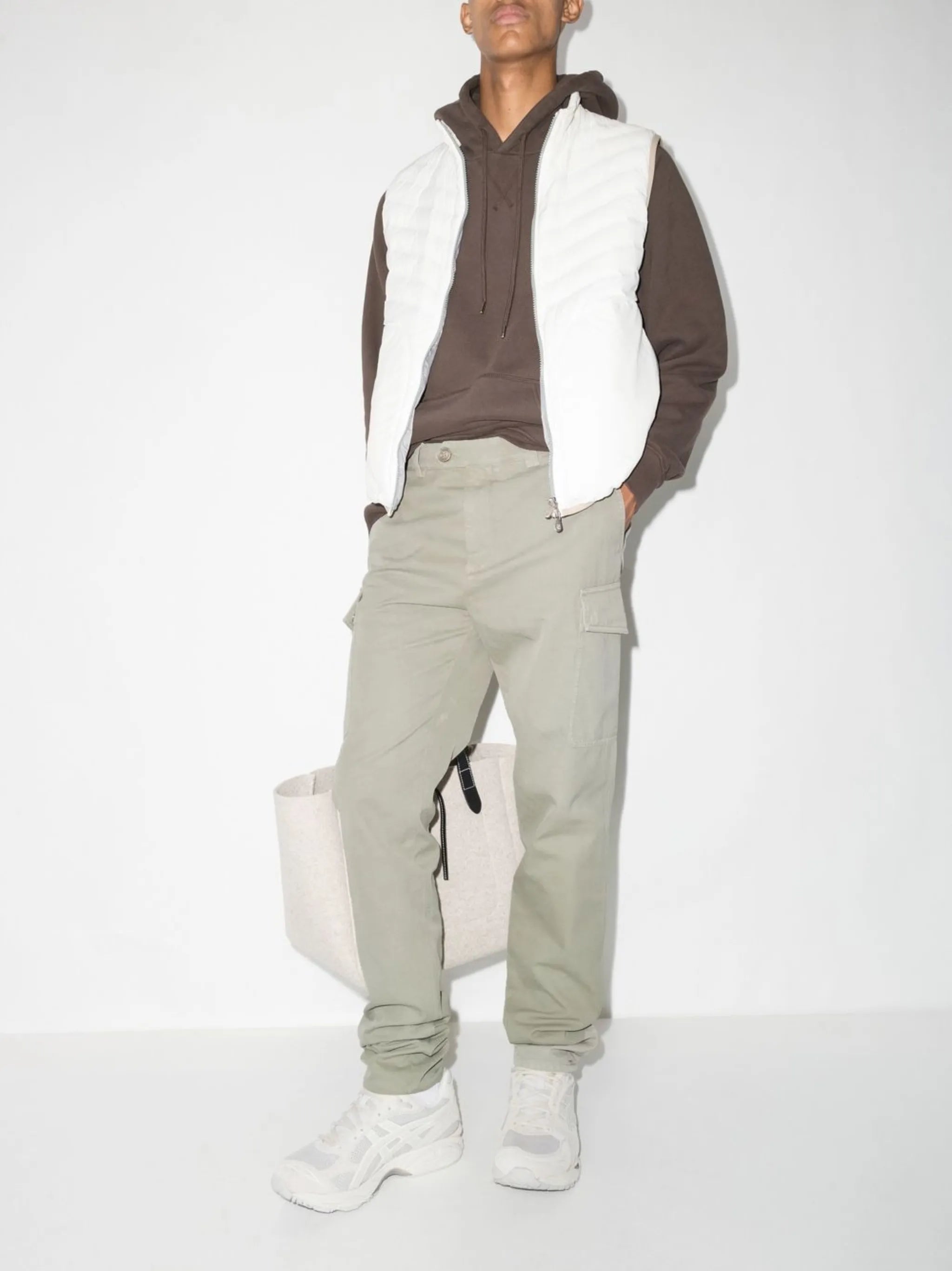 multi-pocket cotton straight-leg trousers