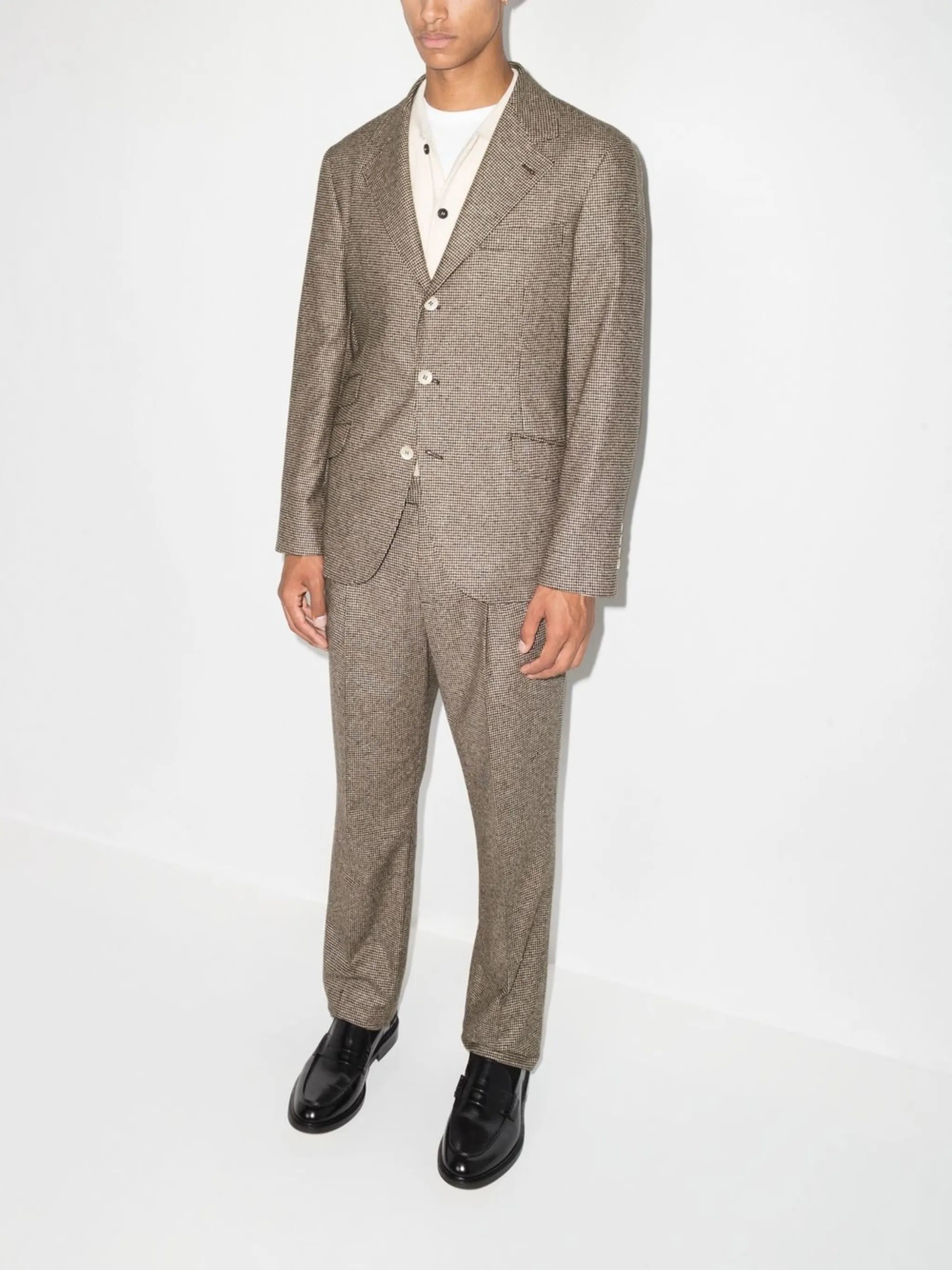 houndstooth-pattern single-breasted blazer