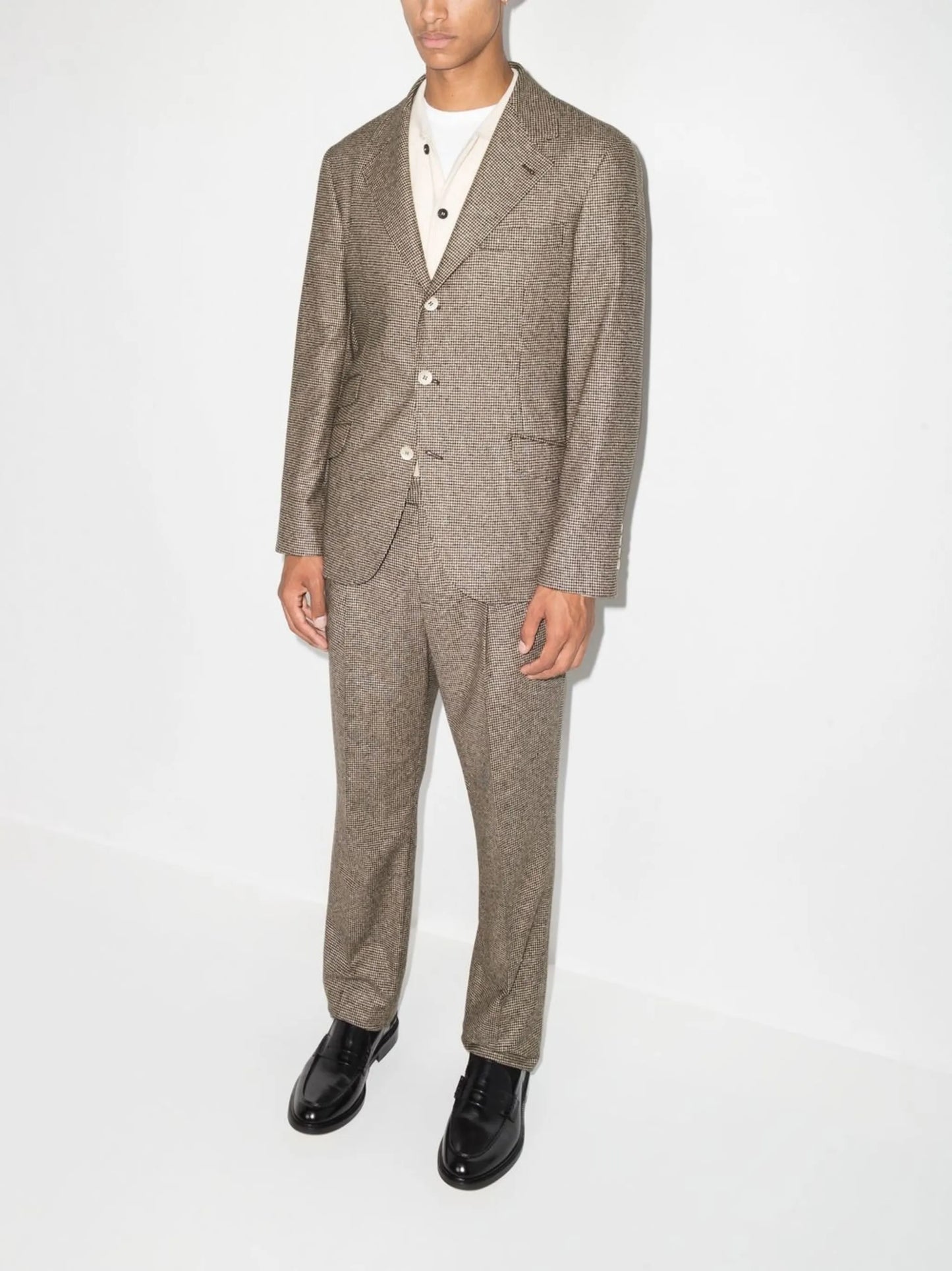 houndstooth-pattern single-breasted blazer