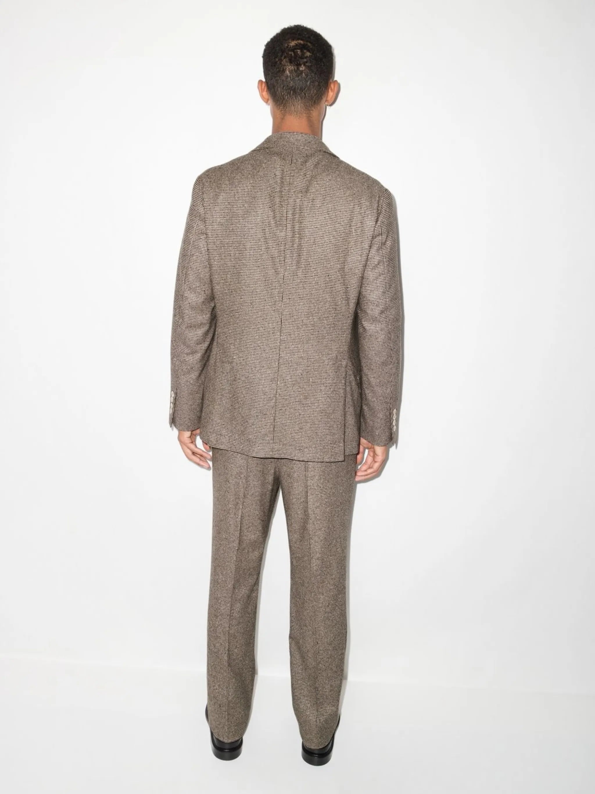 houndstooth-pattern single-breasted blazer