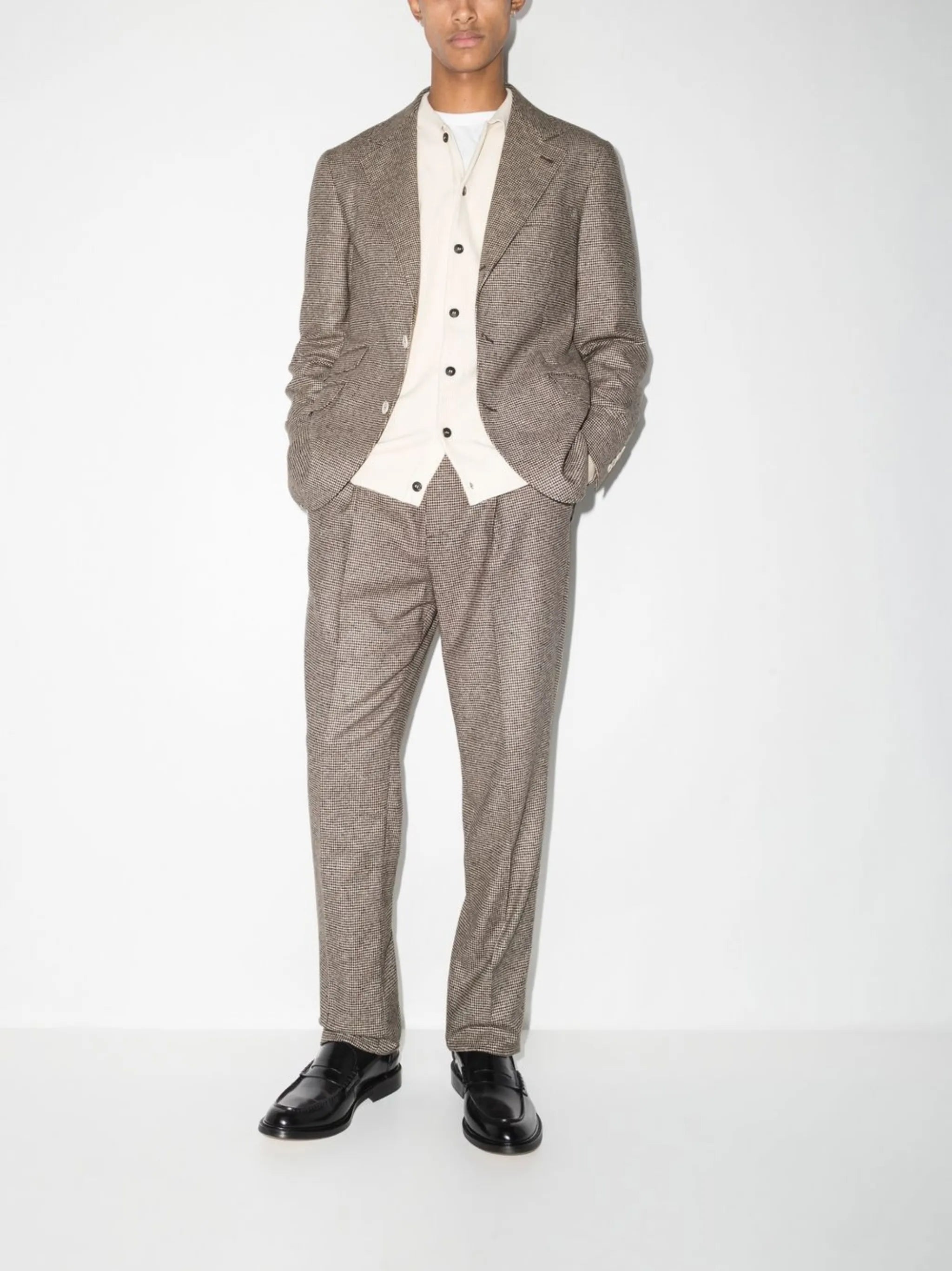 houndstooth-pattern single-breasted blazer