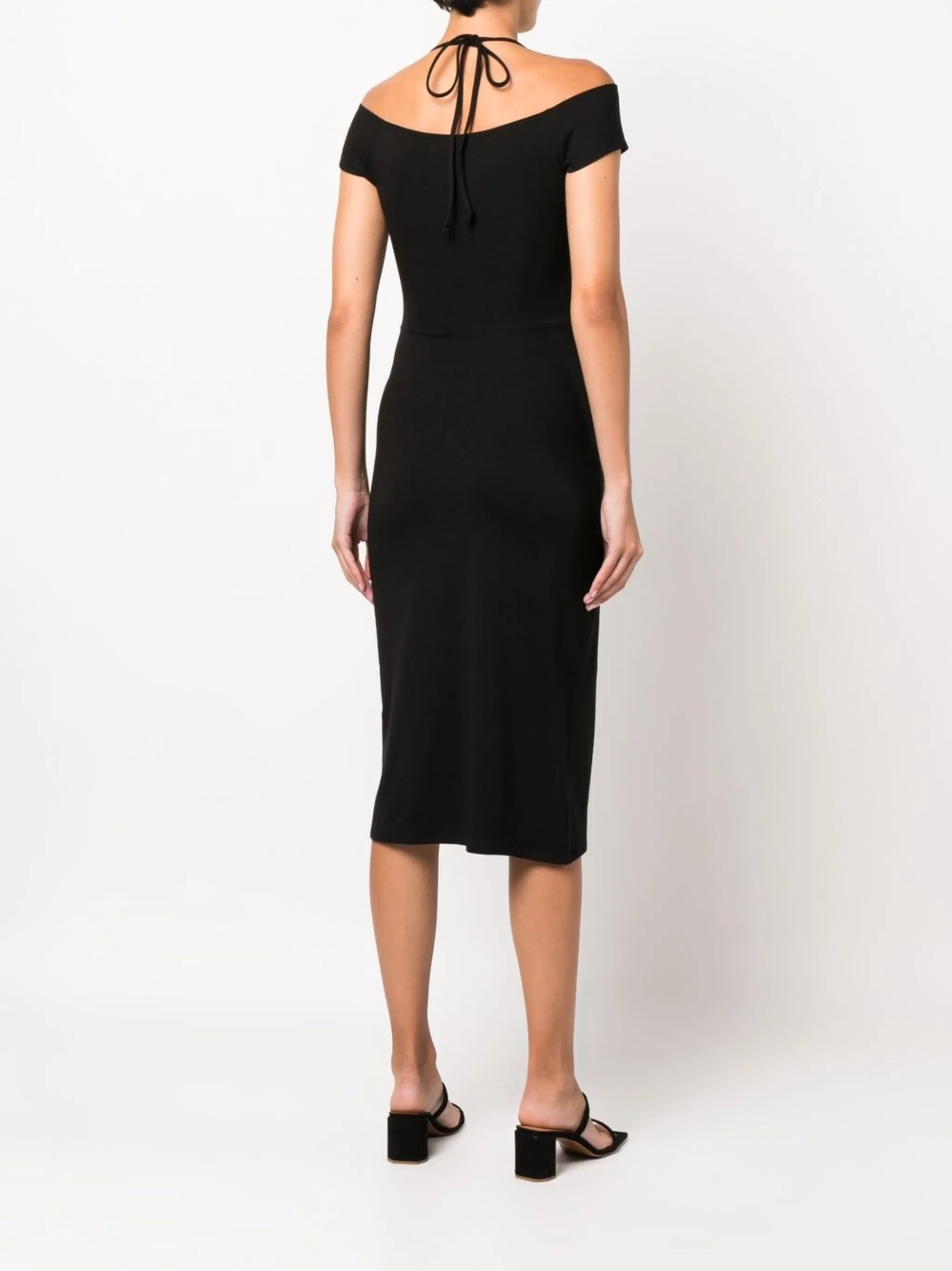 Kirah halterneck off-shoulder midi dress
