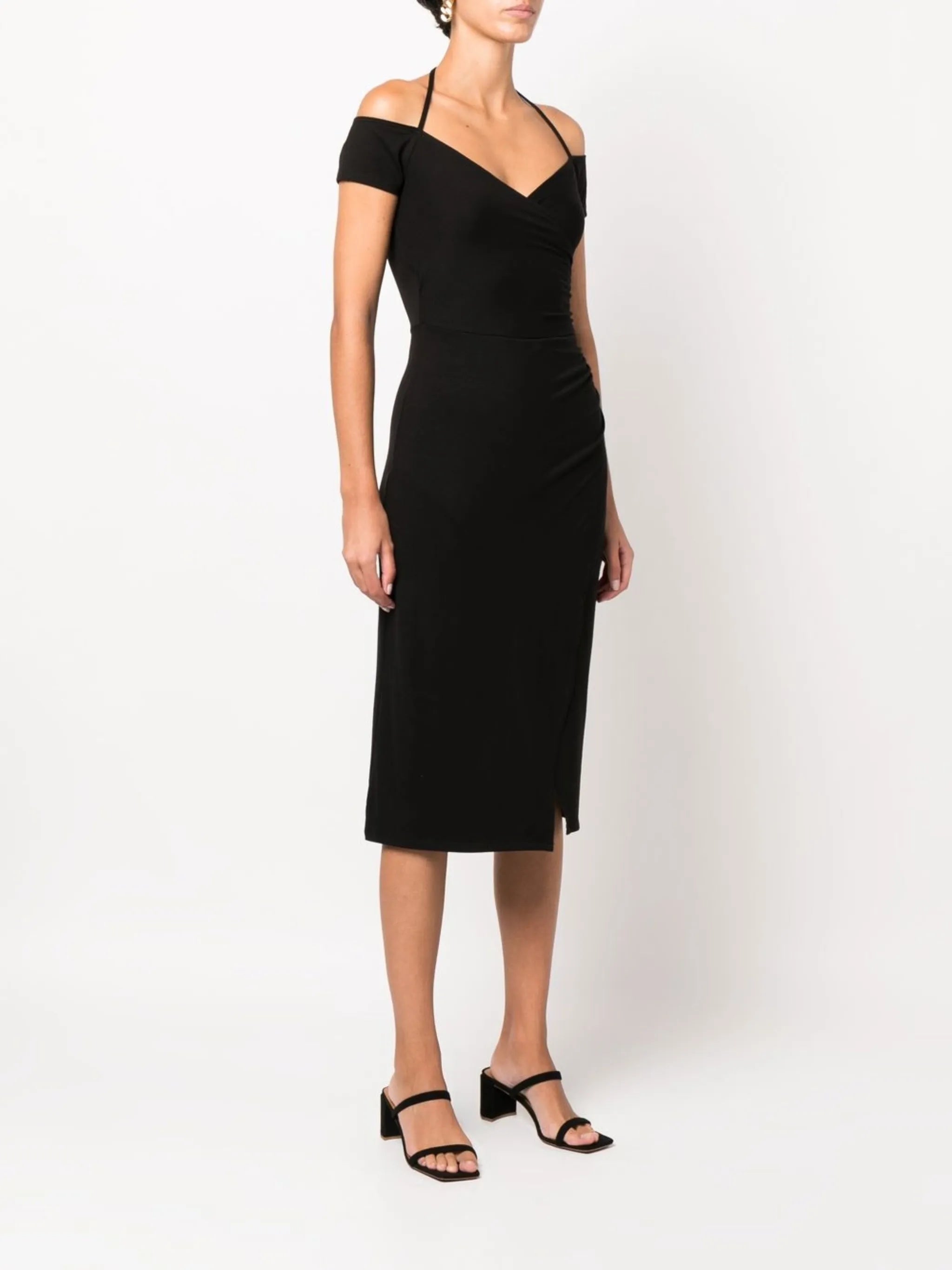 Kirah halterneck off-shoulder midi dress
