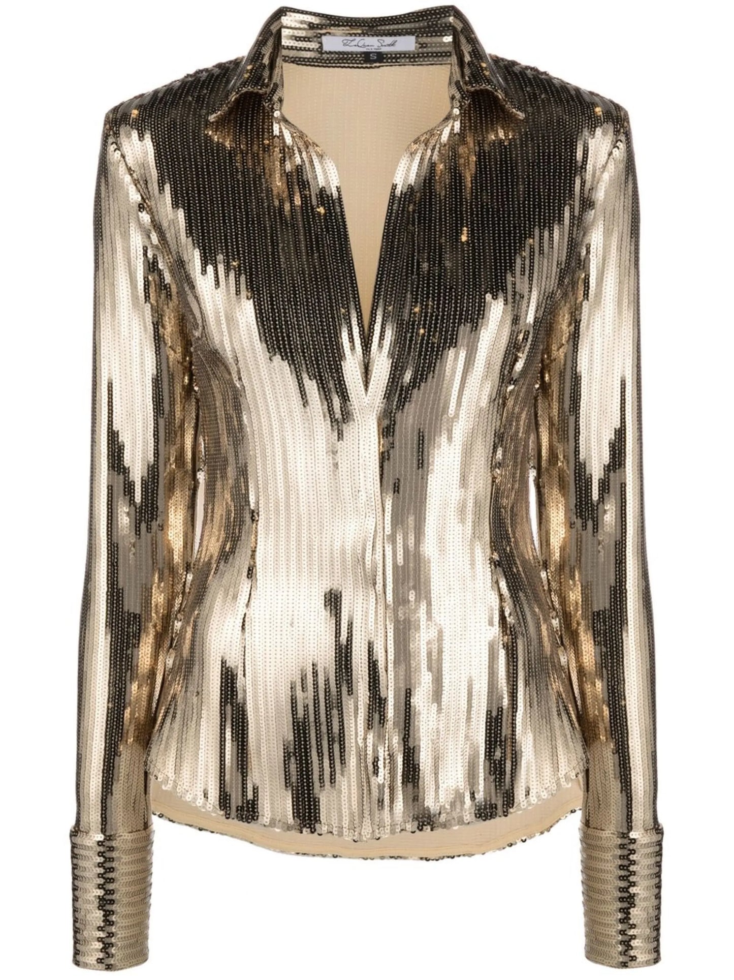 spread-collar sequin shirt