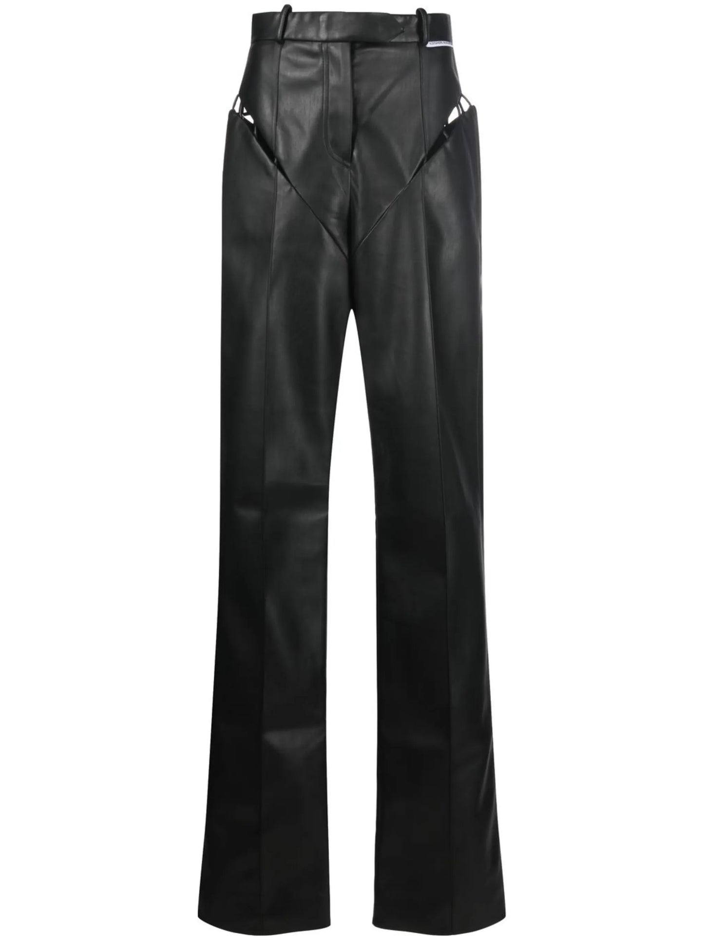 cut-out faux-leather pants
