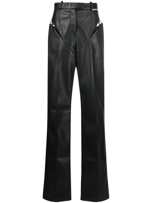 cut-out faux-leather pants