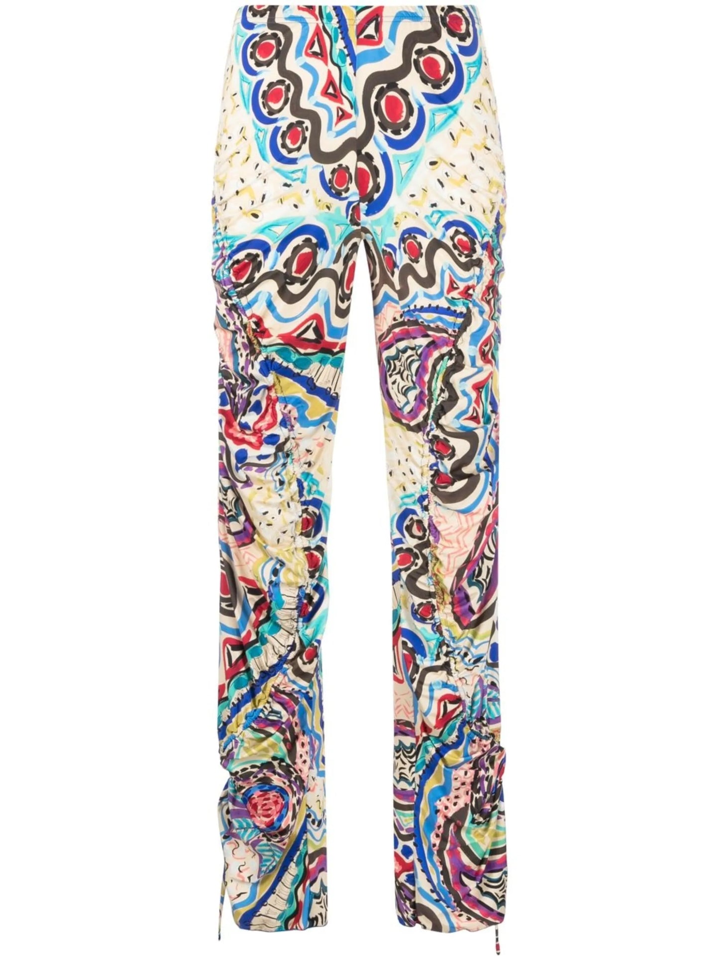 abstract-print ruched trousers