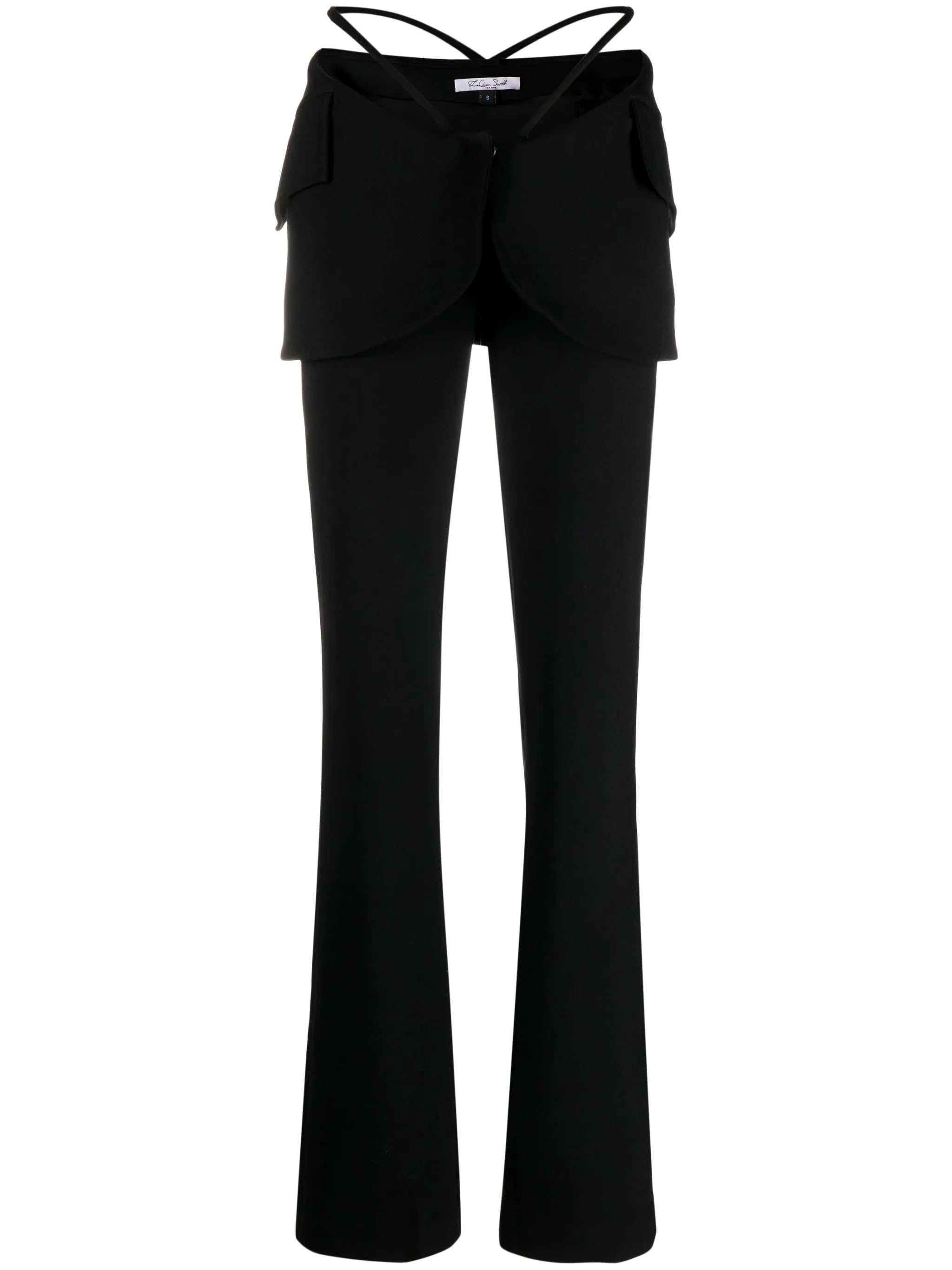 strap-detailed low-rise trousers