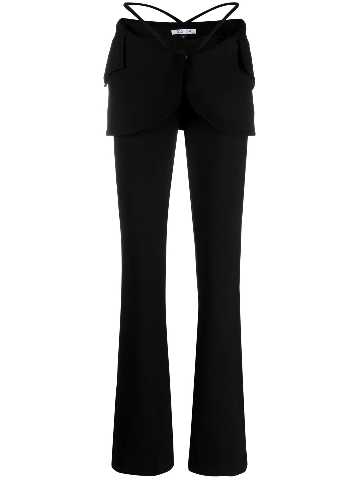strap-detailed low-rise trousers