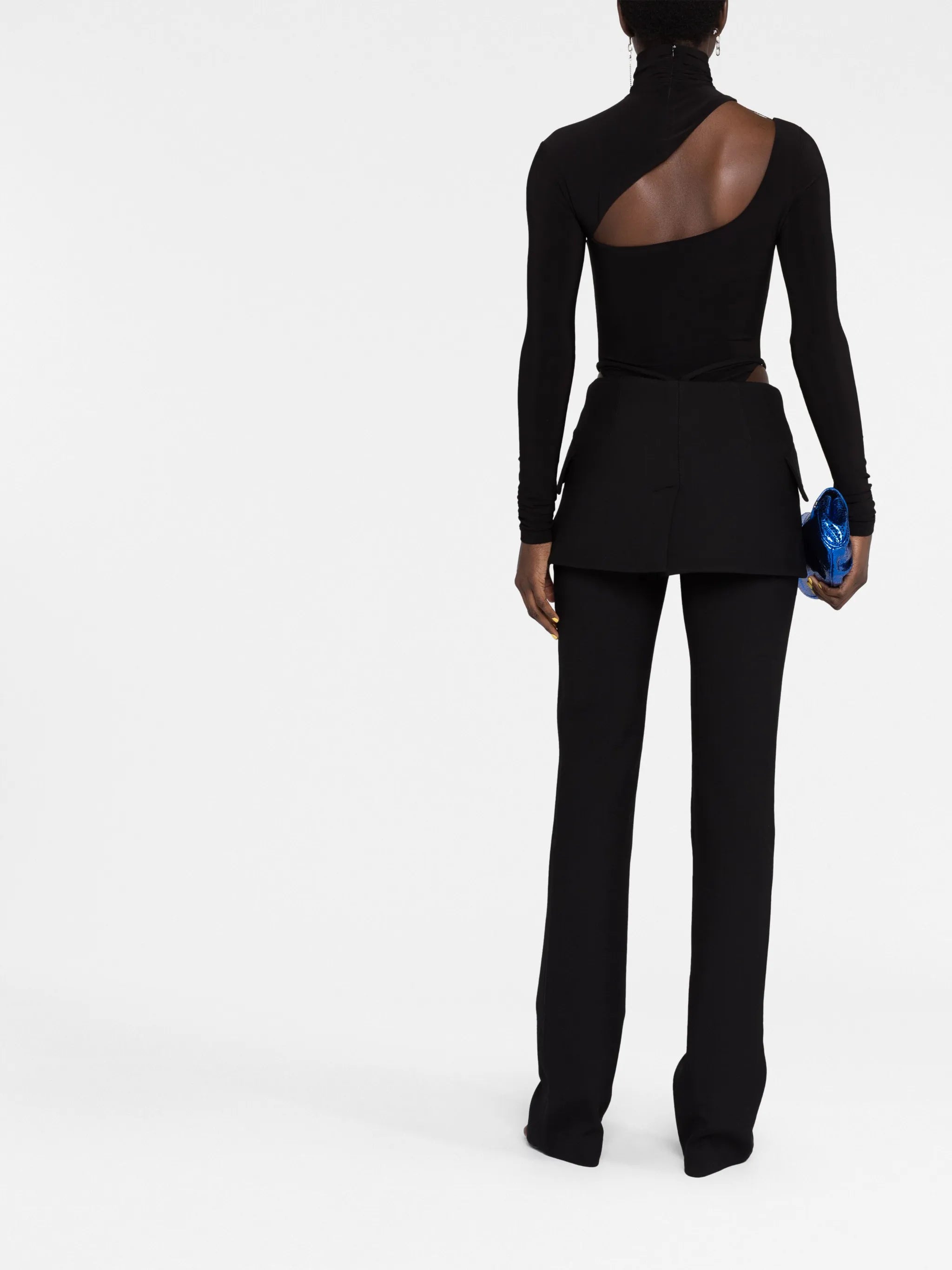 strap-detailed low-rise trousers