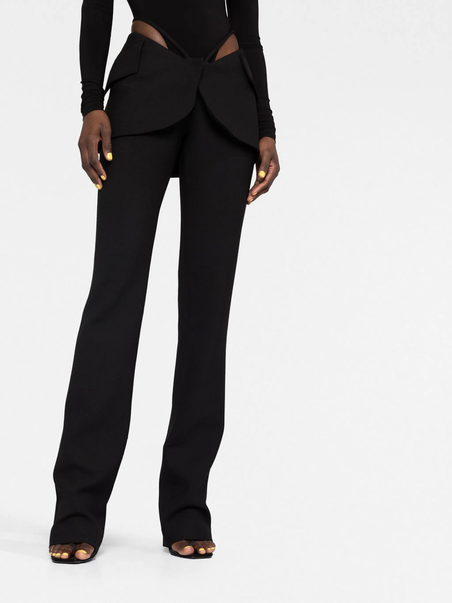 strap-detailed low-rise trousers