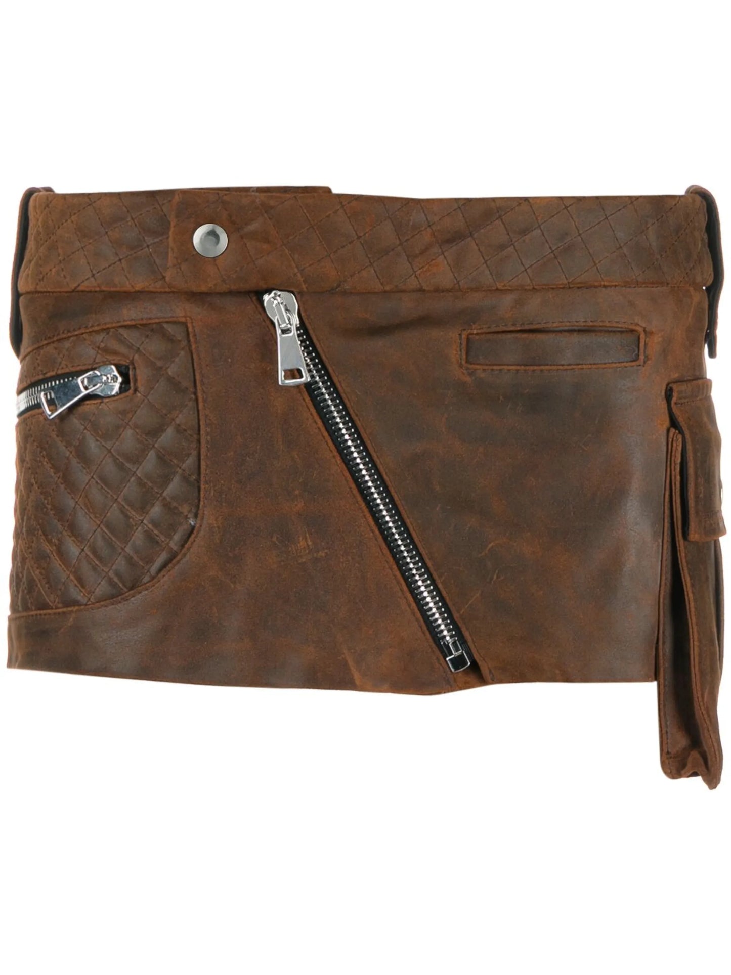 Moto leather mini skirt