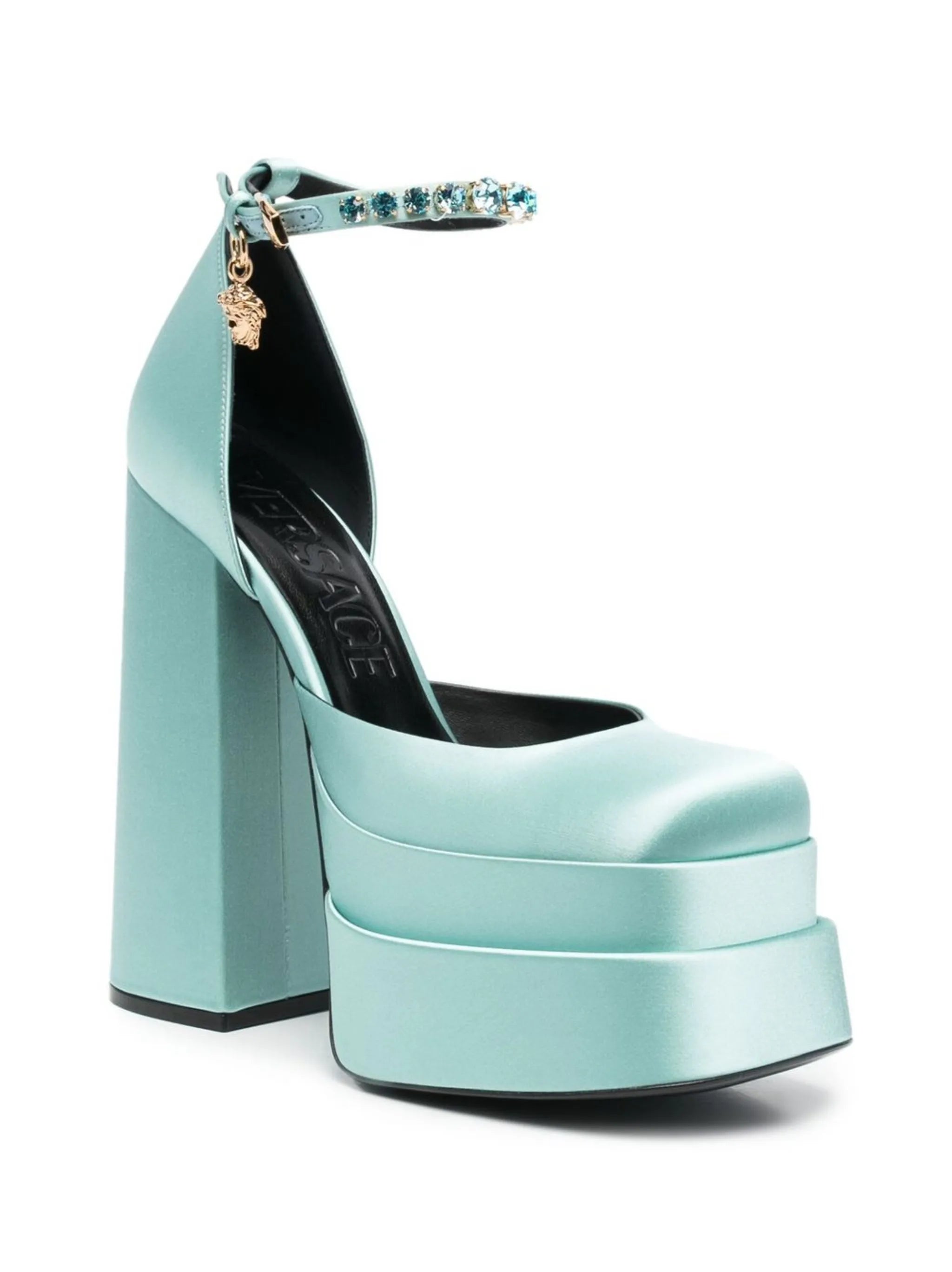 satin-finish block-heel sandals