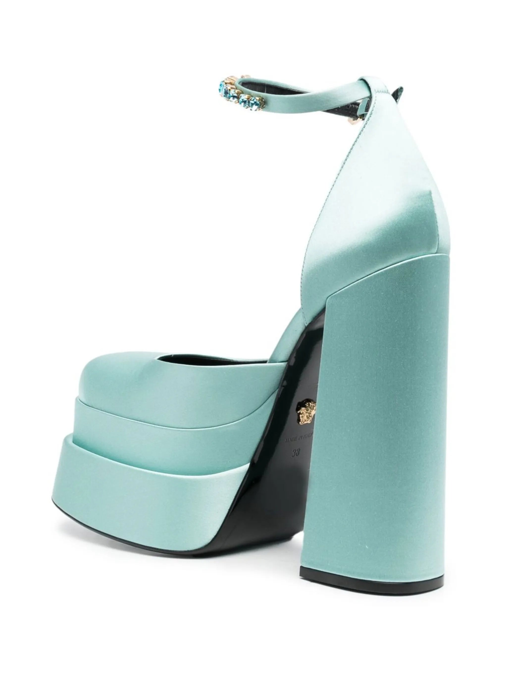 satin-finish block-heel sandals