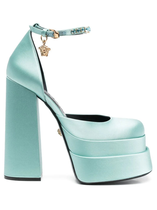 satin-finish block-heel sandals