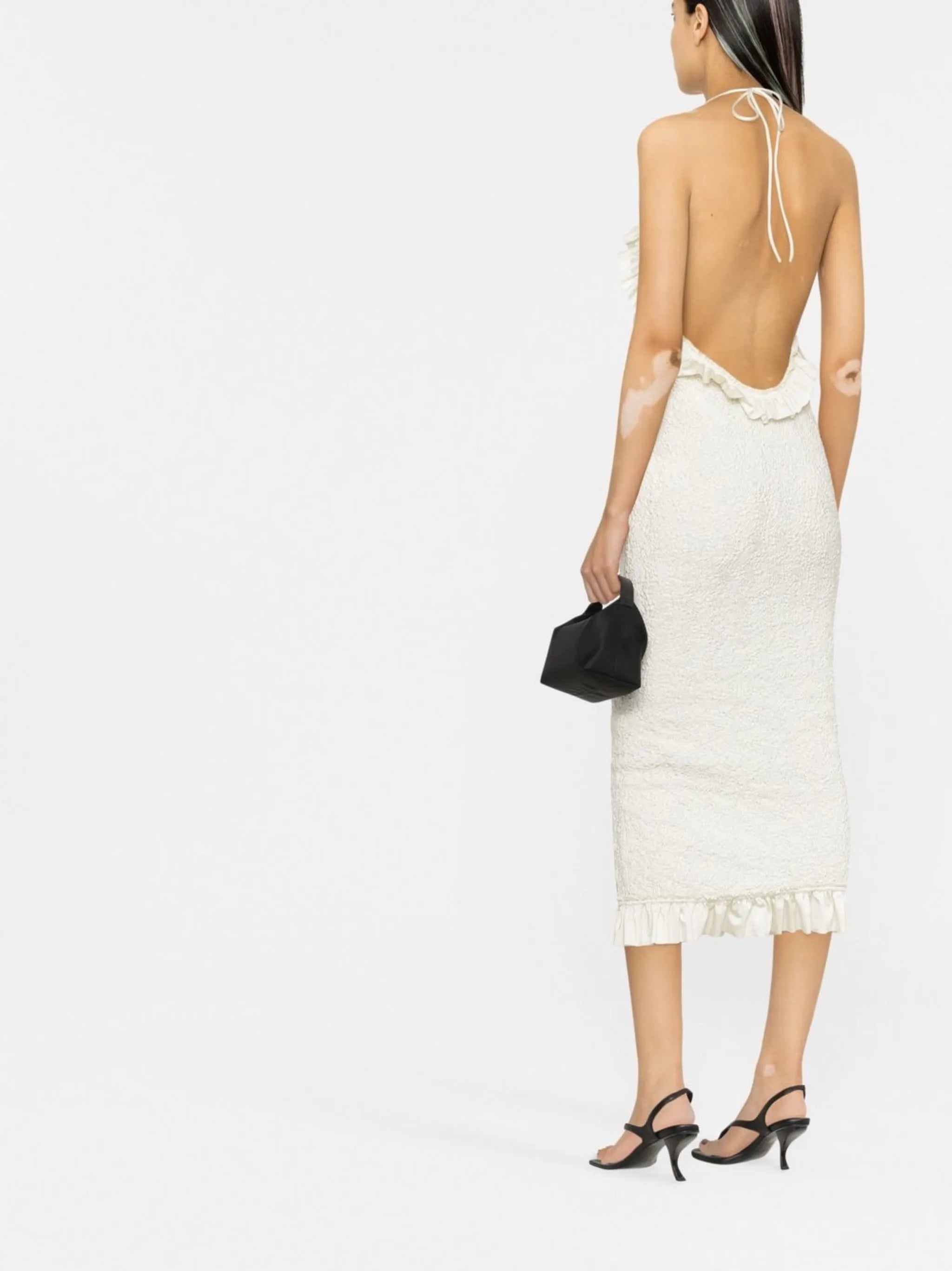 ruffled-trim midi dress