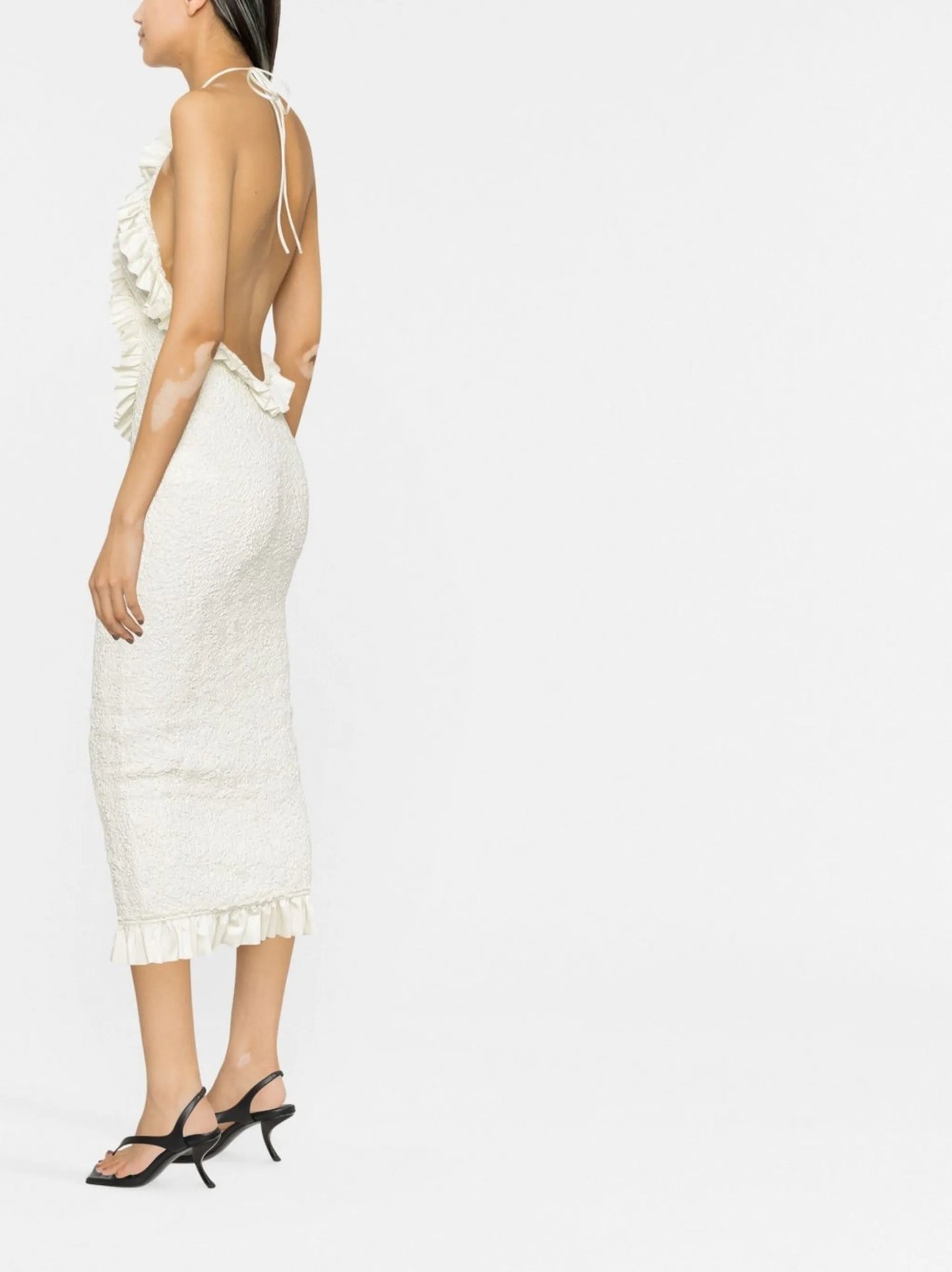 ruffled-trim midi dress