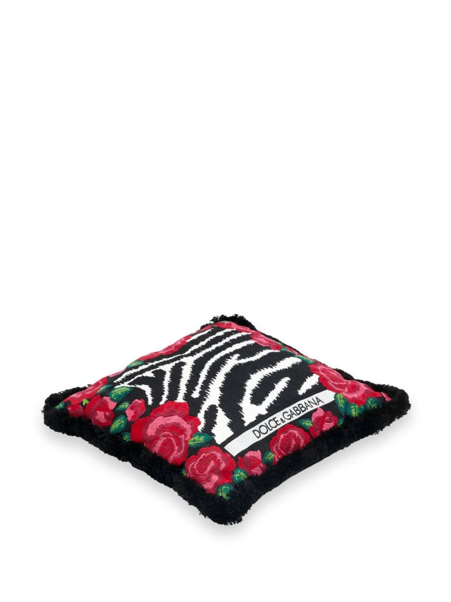 zebra-print embroidered small cushion